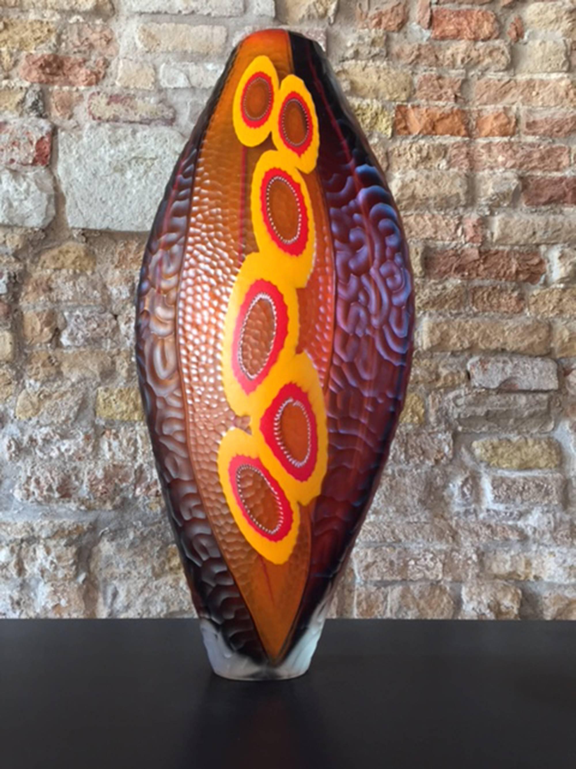 Evviva Series, Amber Vase - Sculpture by Marco & Mattia Salvadore