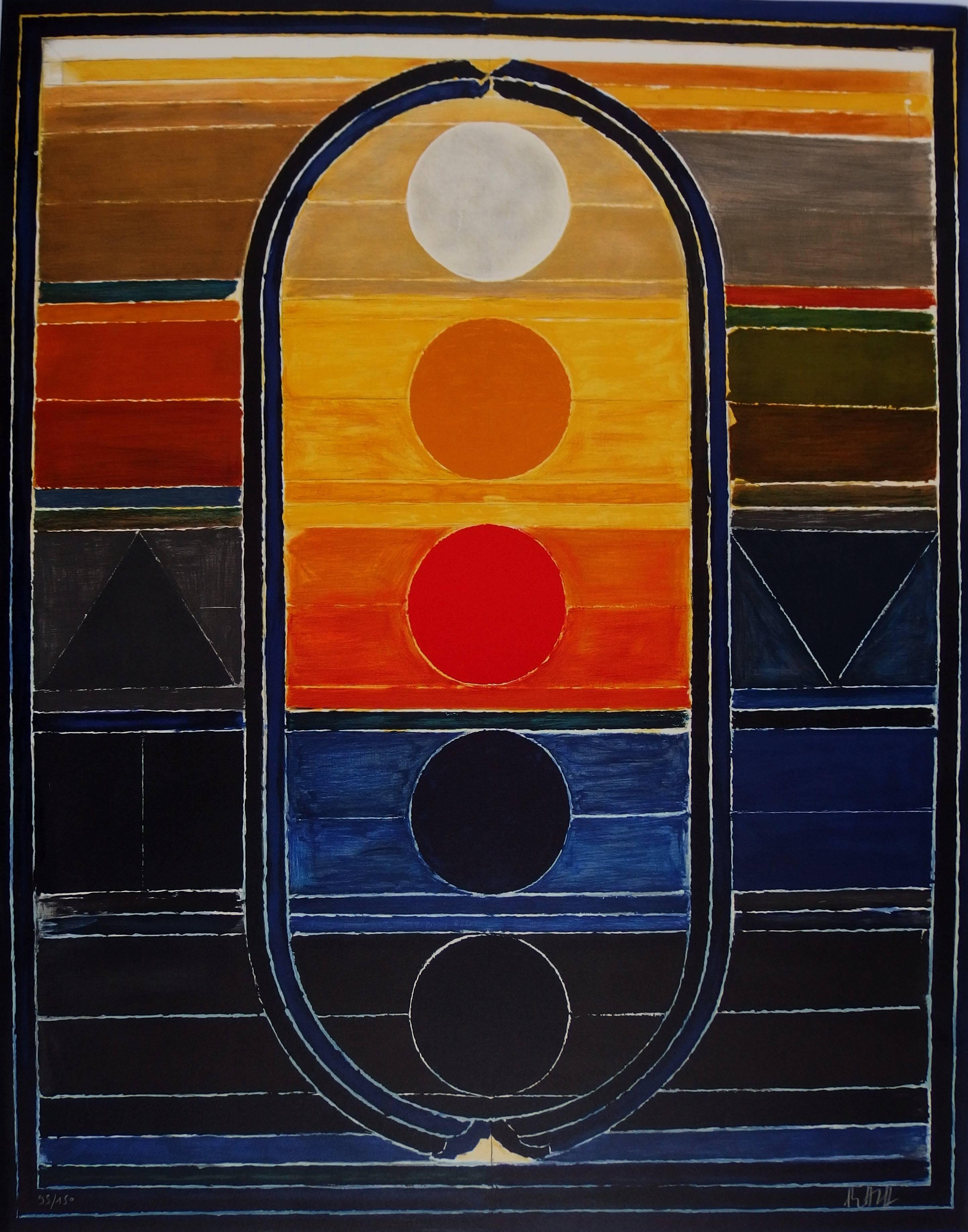 Sayed Haider Raza Abstract Print - Five elements - Original handsigned lithograph - 150 copies