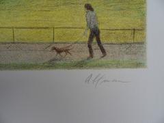 Central Park Views : A Walk With The Dog - Original handsigned lithograph