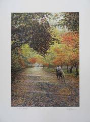 Central Park Views : Horseman - Original handsigned lithograph