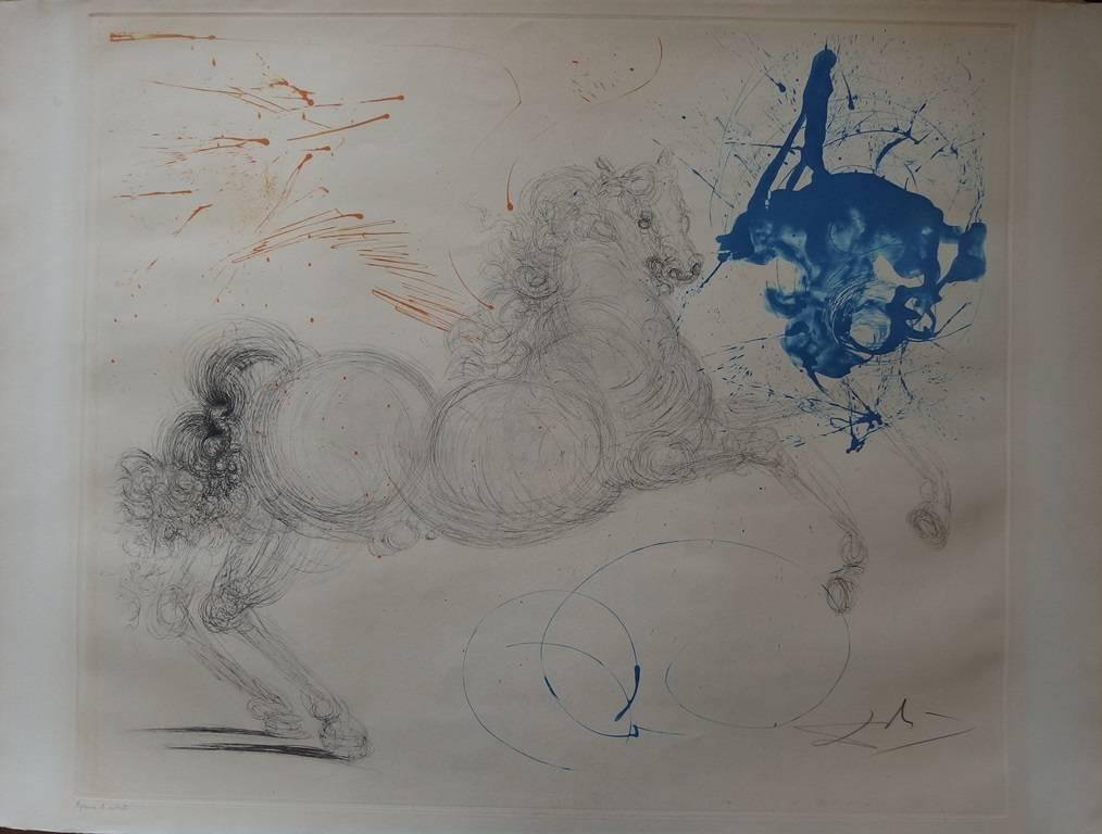 Salvador Dalí Animal Print - Mythology : Pegasus - Original handsigned etching and aquatint - 1963