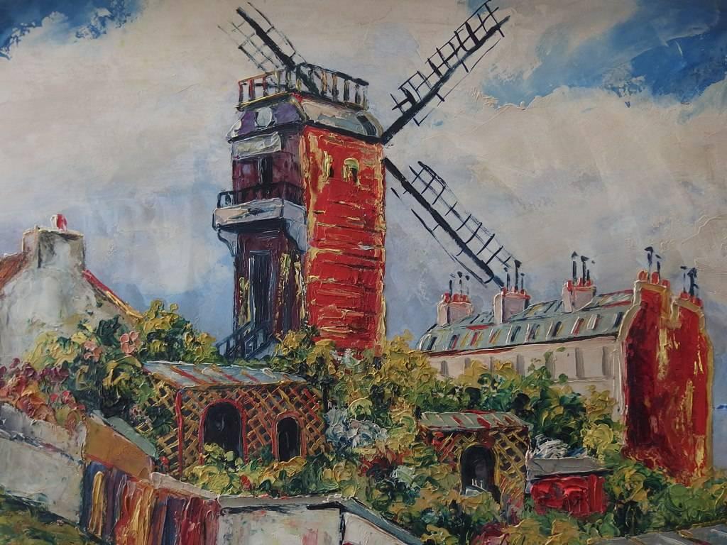 Montmartre : Le Moulin de la Galette - Original handsigned oil on board - C 1948 - Realist Painting by Elisée Maclet
