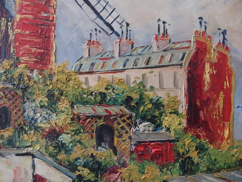 Montmartre : Le Moulin de la Galette - Original handsigned oil on board - C 1948 2