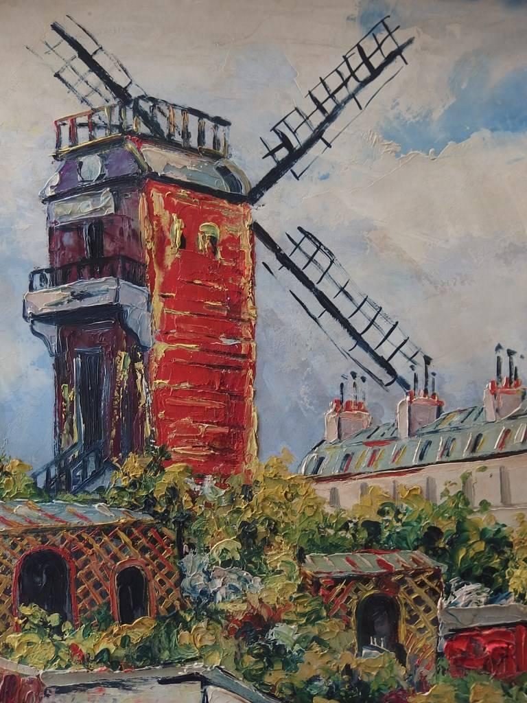 Montmartre : Le Moulin de la Galette - Original handsigned oil on board - C 1948 3