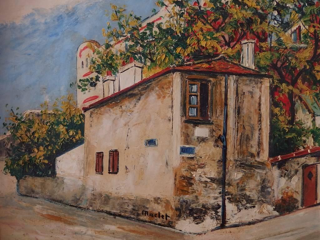 Montmartre : The House of Berlioz - Original signed oil on Board - C. 1950 - Realist Painting by Elisée Maclet