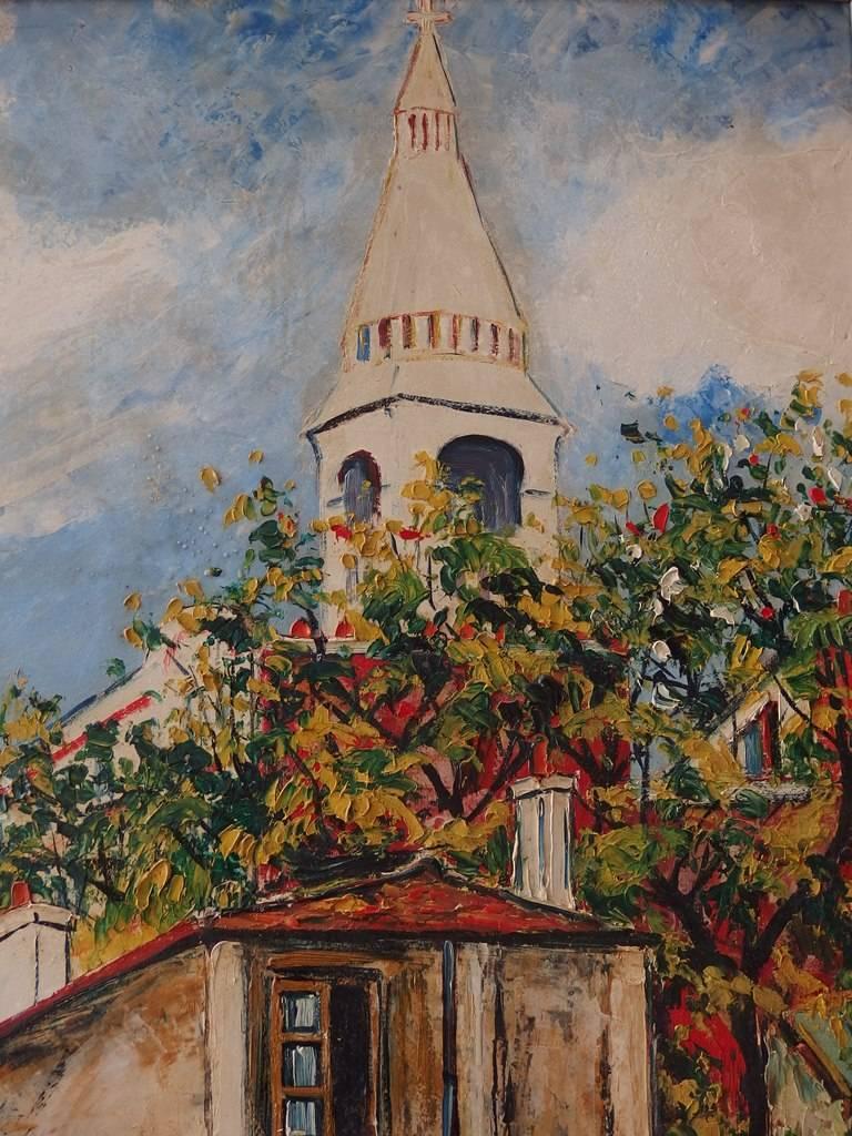 Montmartre : The House of Berlioz - Original signed oil on Board - C. 1950 - Gray Landscape Painting by Elisée Maclet