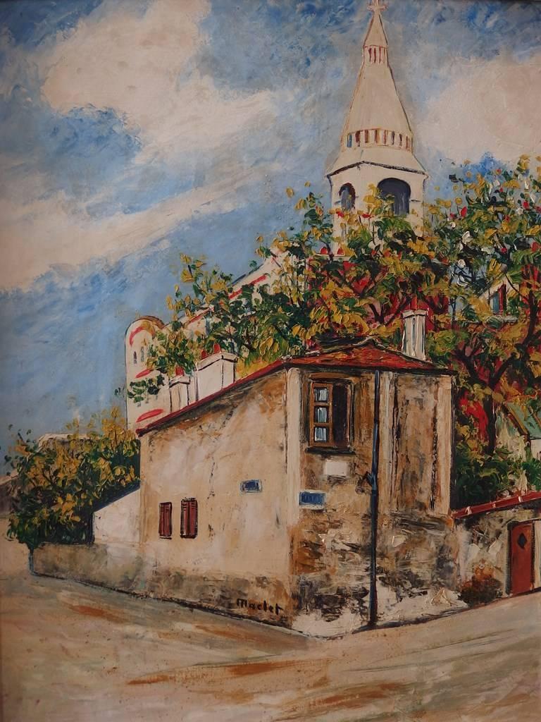 Montmartre : The House of Berlioz - Original signed oil on Board - C. 1950 - Painting by Elisée Maclet