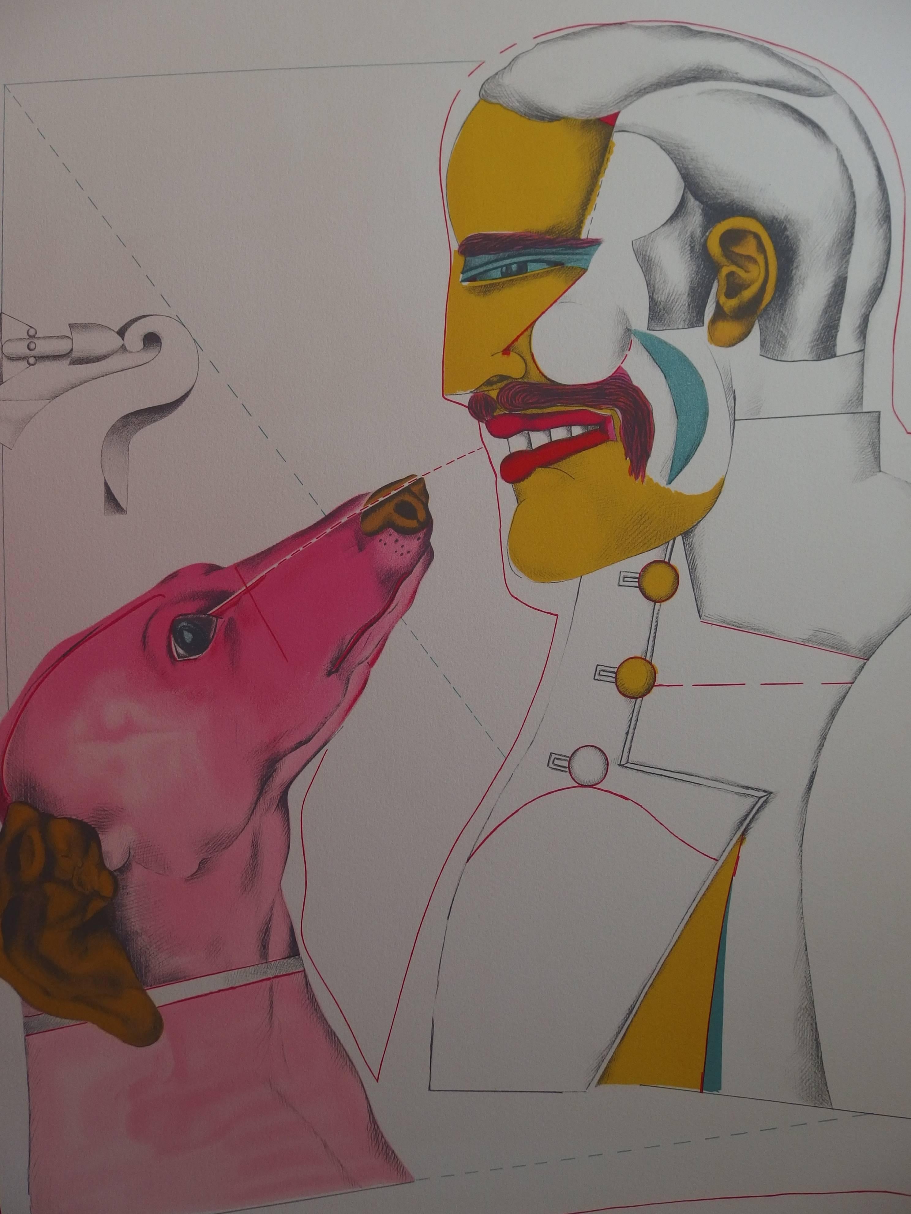 Man Best's Friend - Original handsigned lithograph - 250 copies - Pop Art Print by Richard Lindner