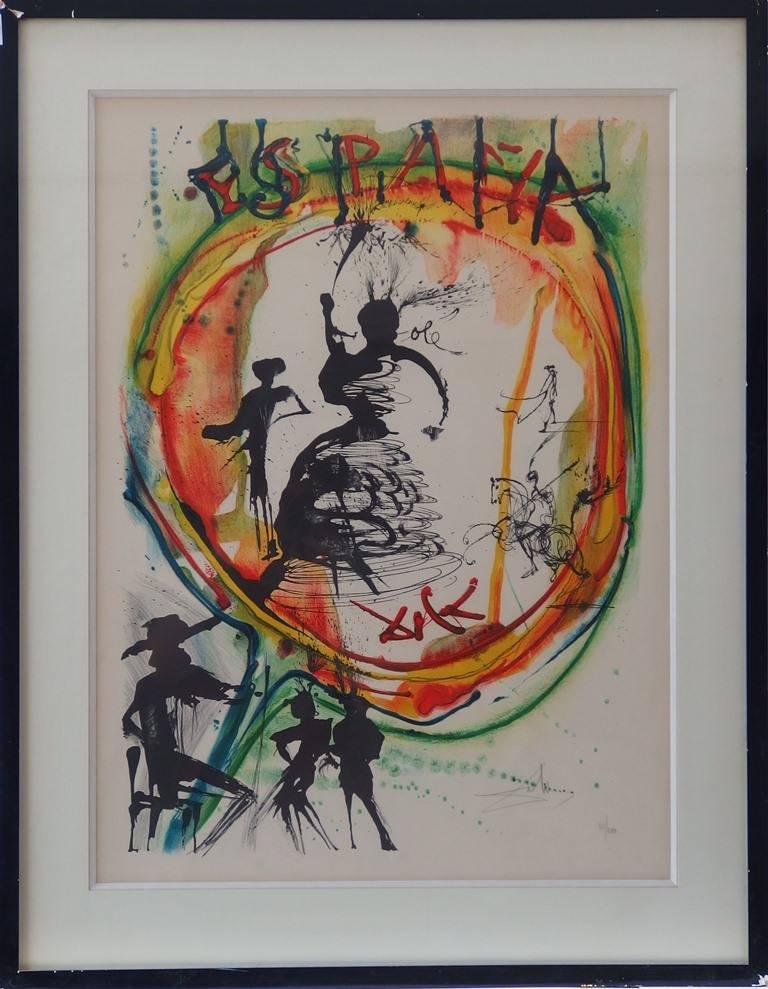 Salvador Dalí Figurative Print - Espana (Flamenco & Torero) - Original handsigned lithograph - 200 copies