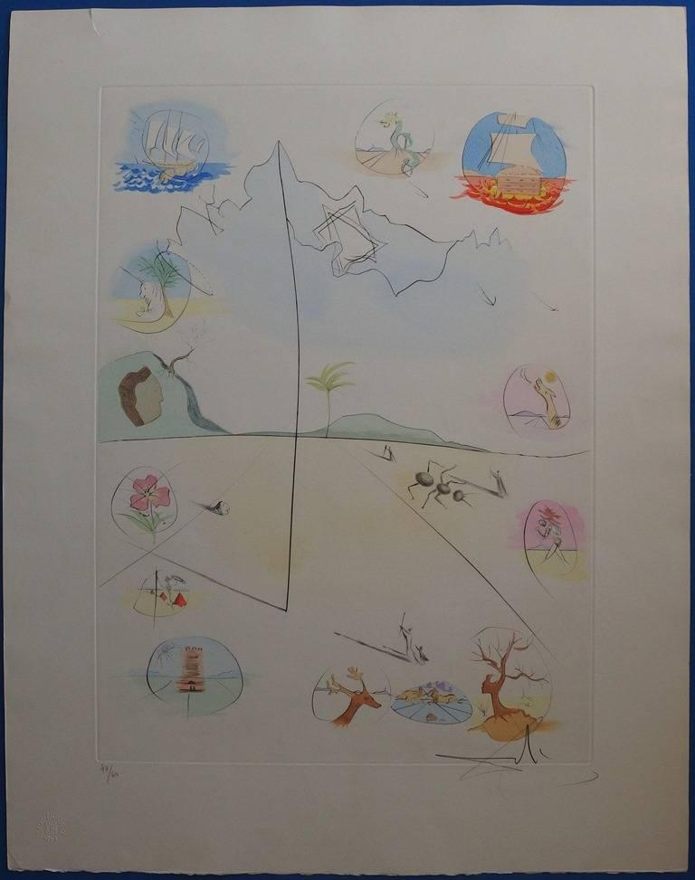 The Twelve Tribes of Israel - Original handsigned etching - 60 copies - Print by Salvador Dalí