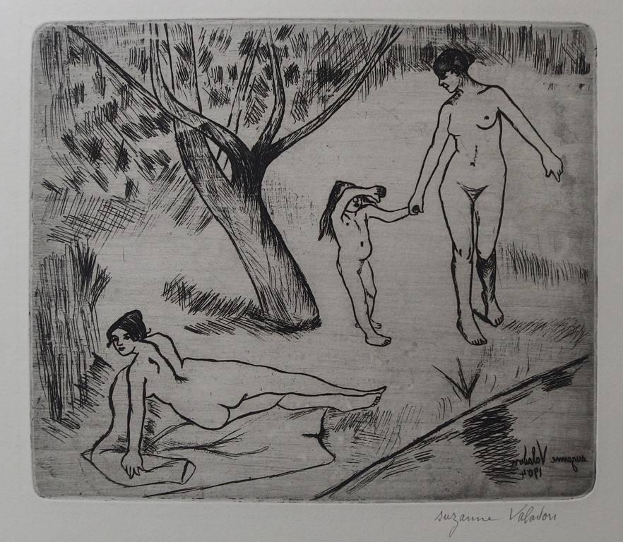 Suzanne VALADON
Women and Child on the riverside

MEDIUM : Original Engraving (Etching) 
SIGNATURE : Signed in the lower right corner
LIMITED : 75 copies (unumbered) 
PAPER : BFK Rives vellum 18 x 14