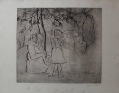 Children's Bath in the Garden - Original handsigned etching - 75 copie