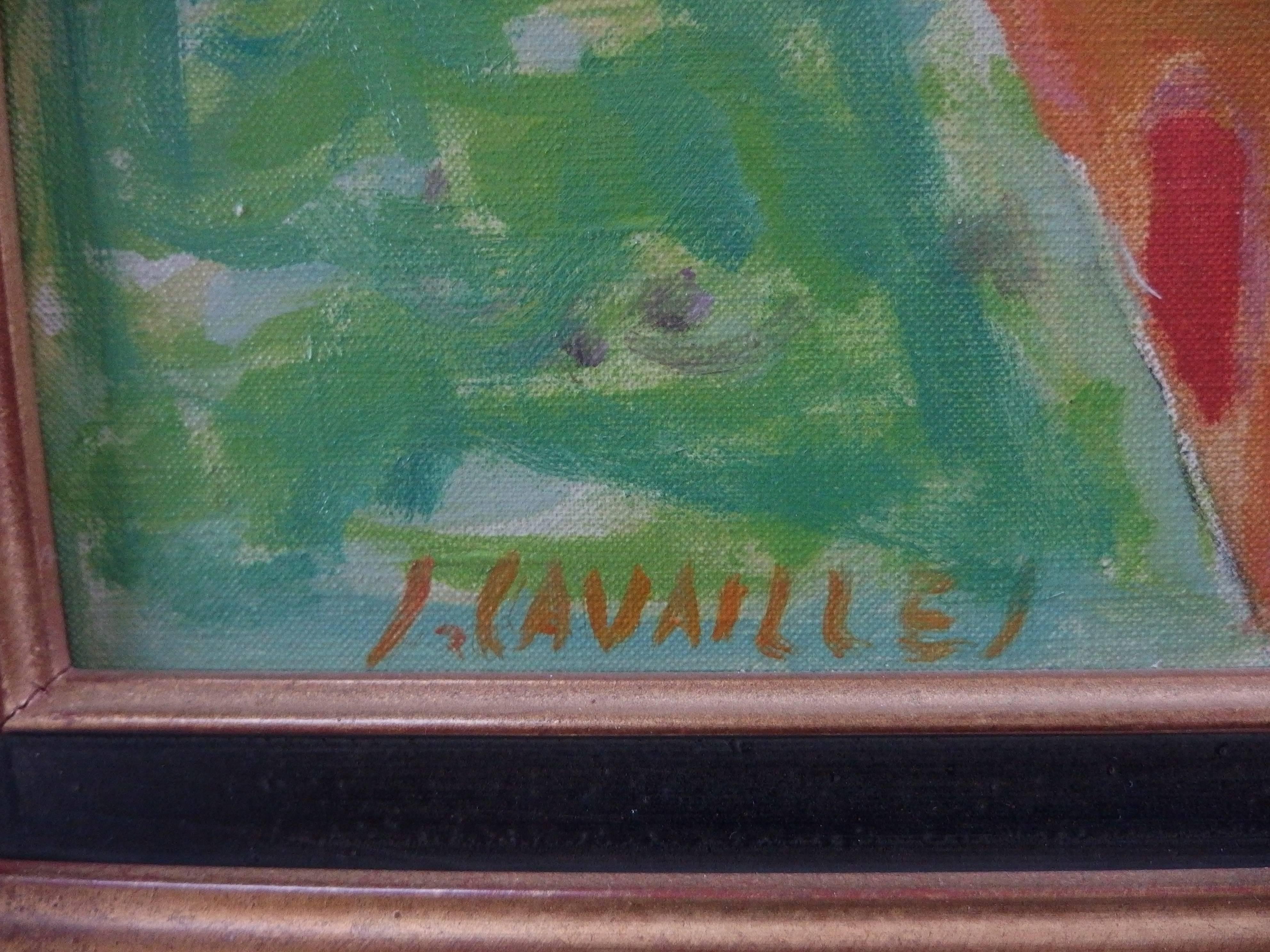 Railway: Das Signal – Original Öl auf Leinwand – signiert – Painting von Jules Cavailles