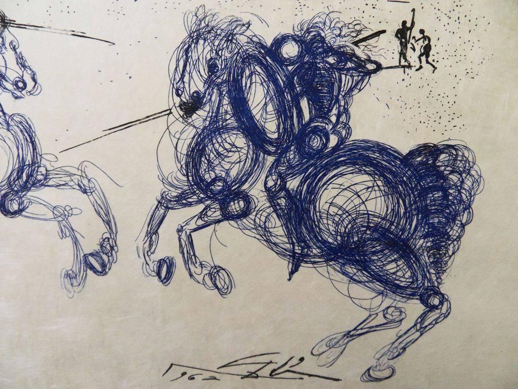 Blue Cavaliers - Original signed etching - 1965 1