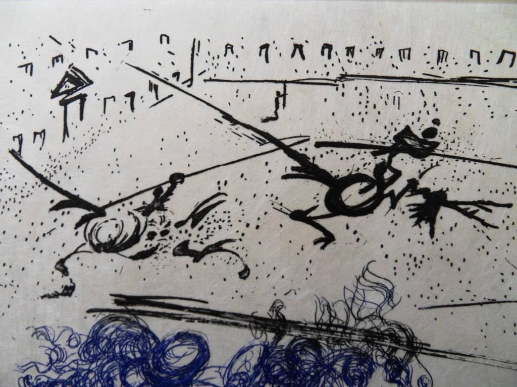 Blue Cavaliers - Original signed etching - 1965 - Surrealist Print by Salvador Dalí