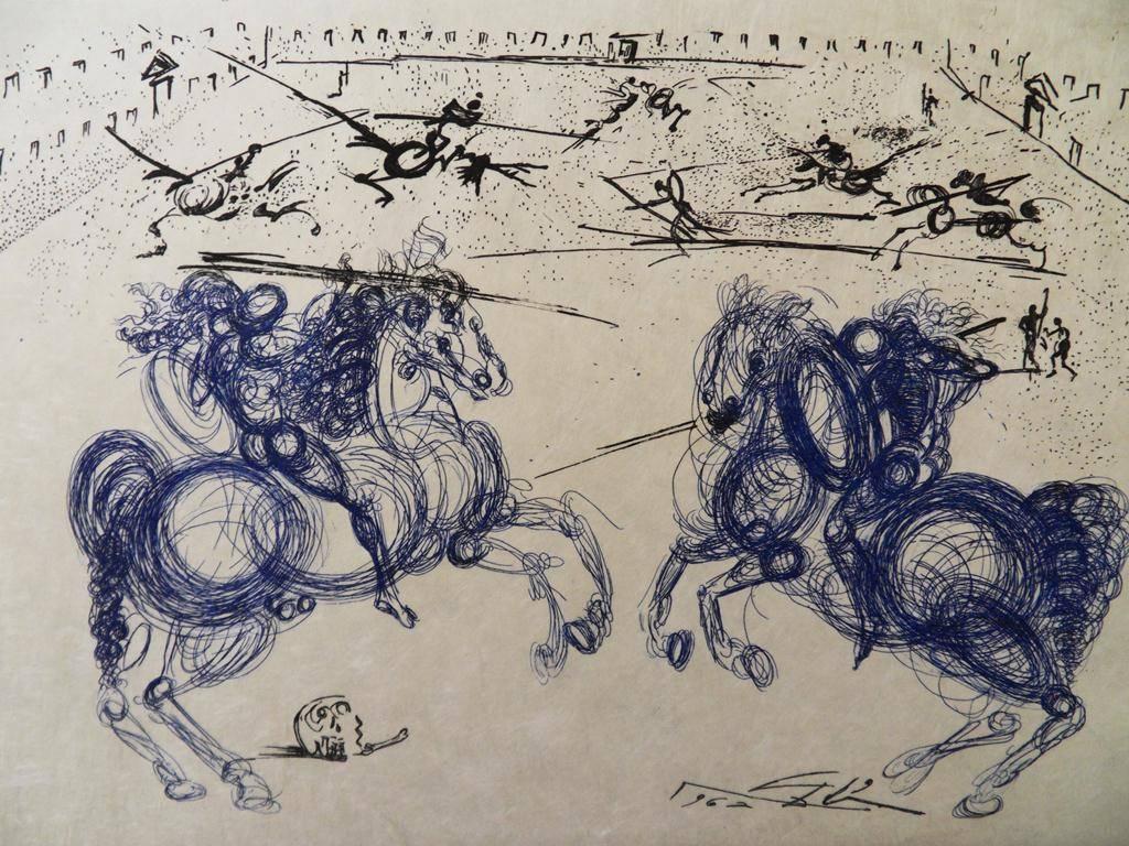 Blue Cavaliers - Original signed etching - 1965 2