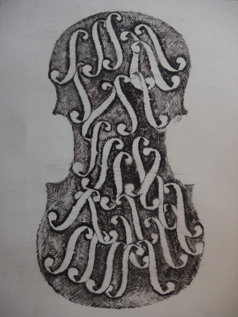 Holes of Violon - Original etching - 75 copies - Print by Fernandez Arman