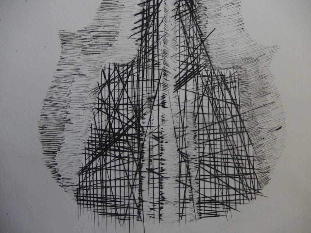 Violin and scrolls - Original etching - 75 copies - Modern Print by Fernandez Arman