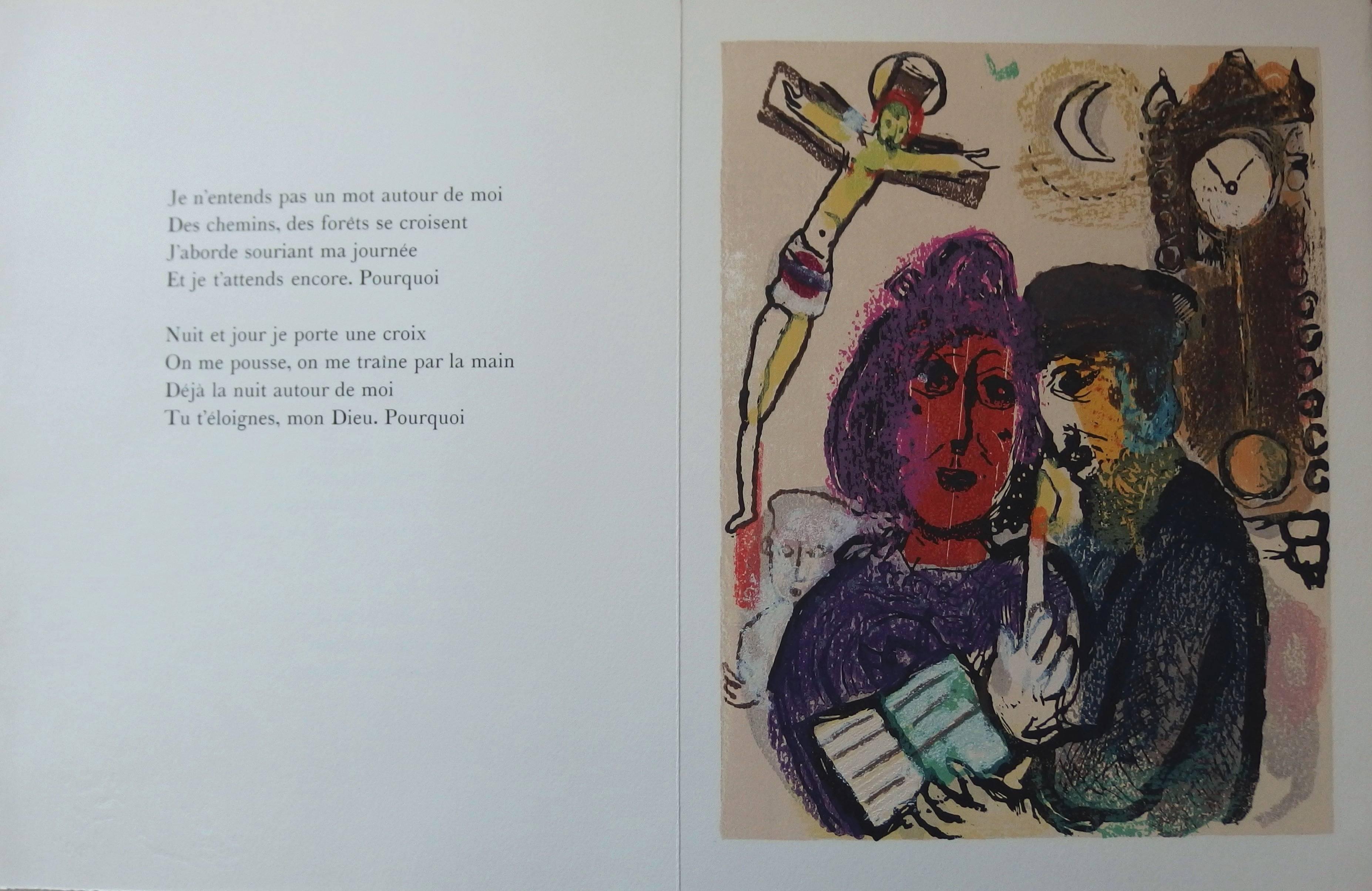 Marc Chagall Figurative Print – Des Chemins, Original-Holzschnitt, 1968