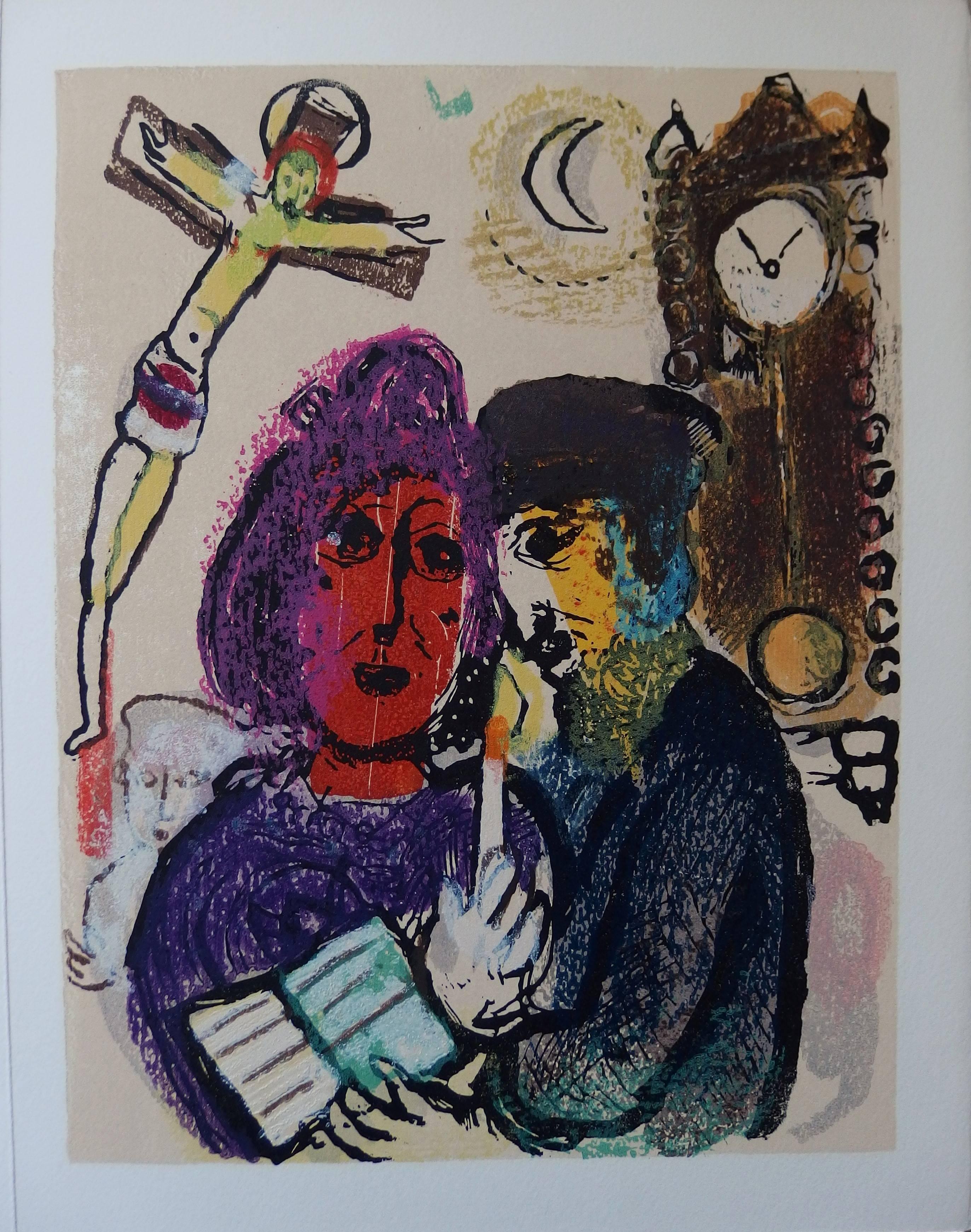 Des Chemins, Original-Holzschnitt, 1968 – Print von Marc Chagall