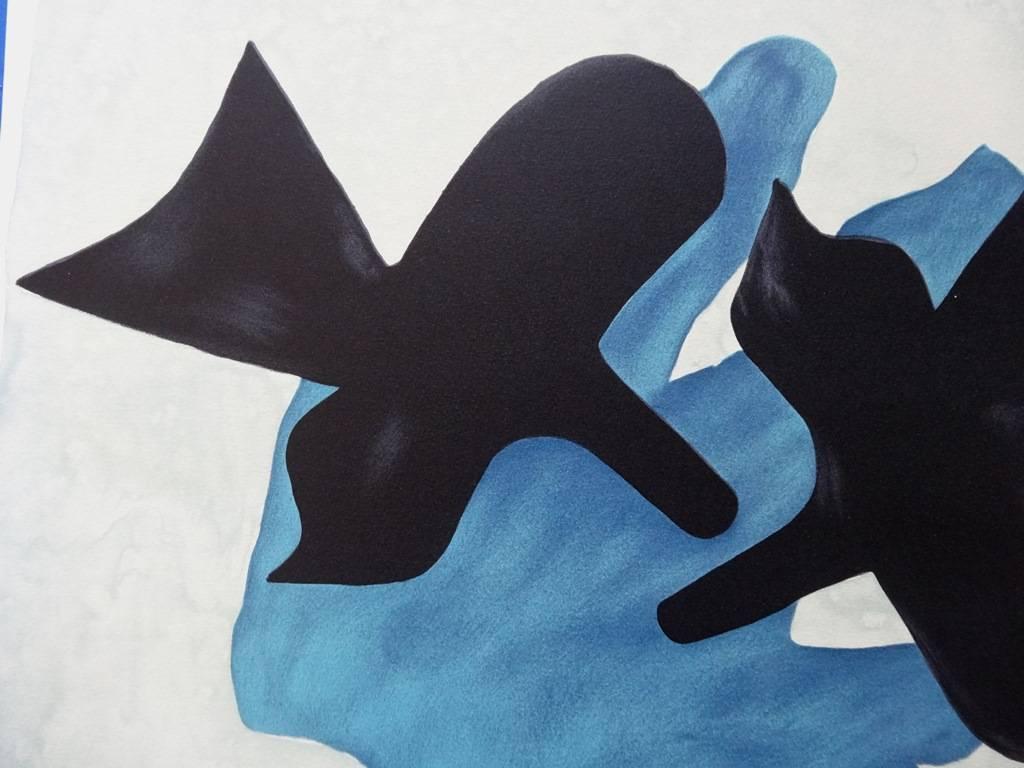 Deux oiseaux - Lithographie originale signée - 99 exemplaires - Cubisme Print par Georges Braque