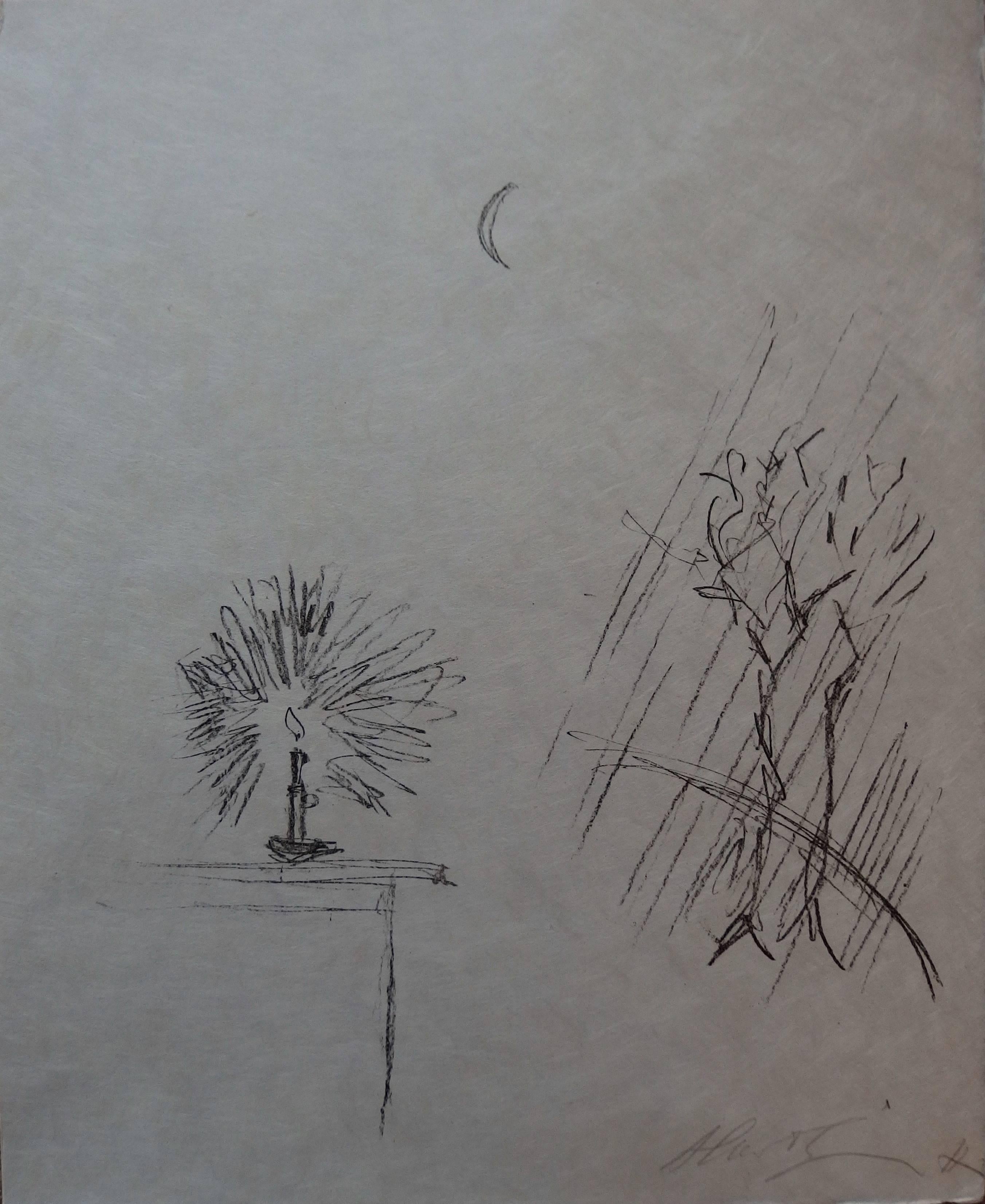 Alberto Giacometti Interior Print - The Candle - Original Lithograph - Handsigned & Limited 23copies / 1961