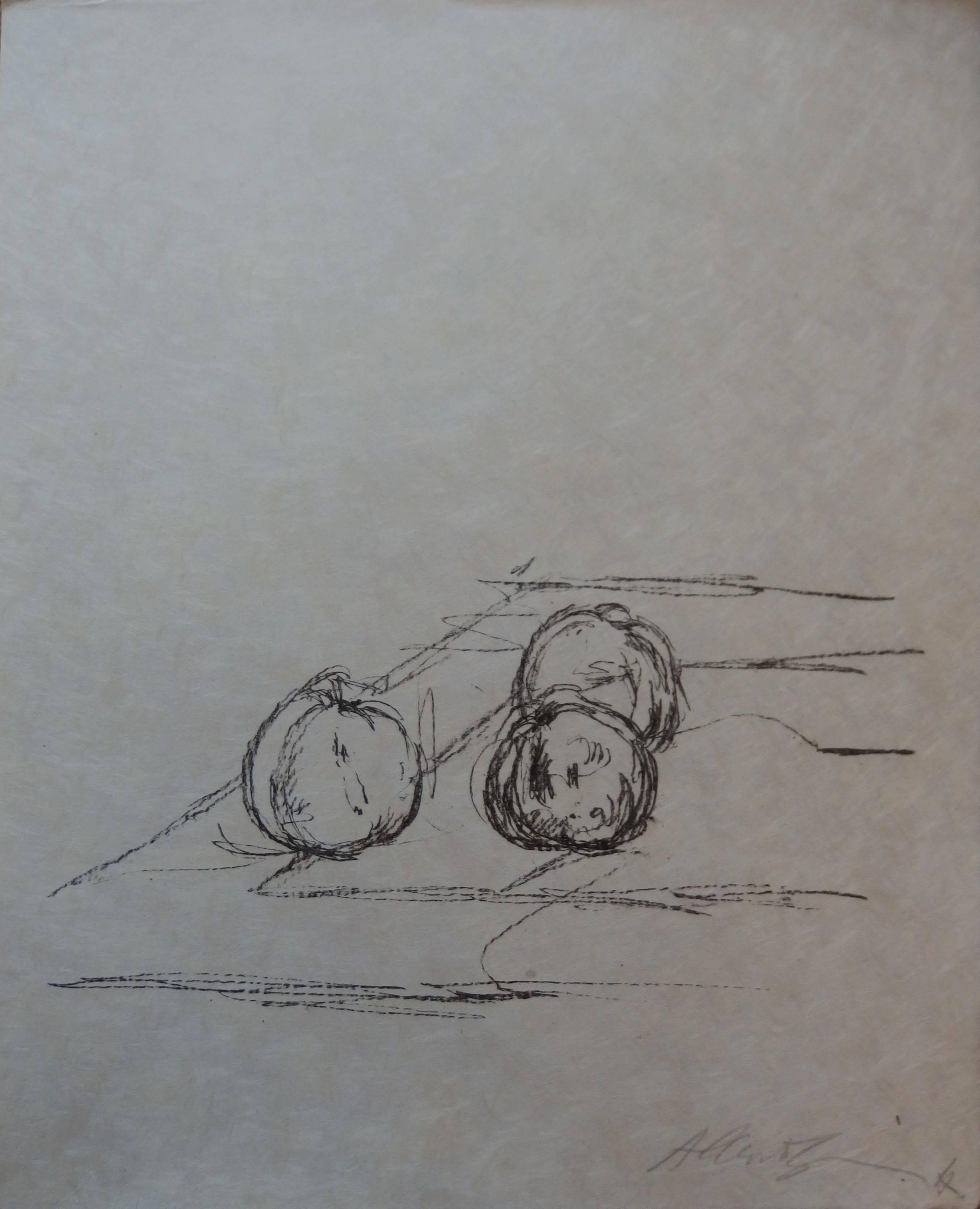 Alberto Giacometti Still-Life Print - Three Apples - Original Lithograph - Handsigned & Limited 23copies / 1961