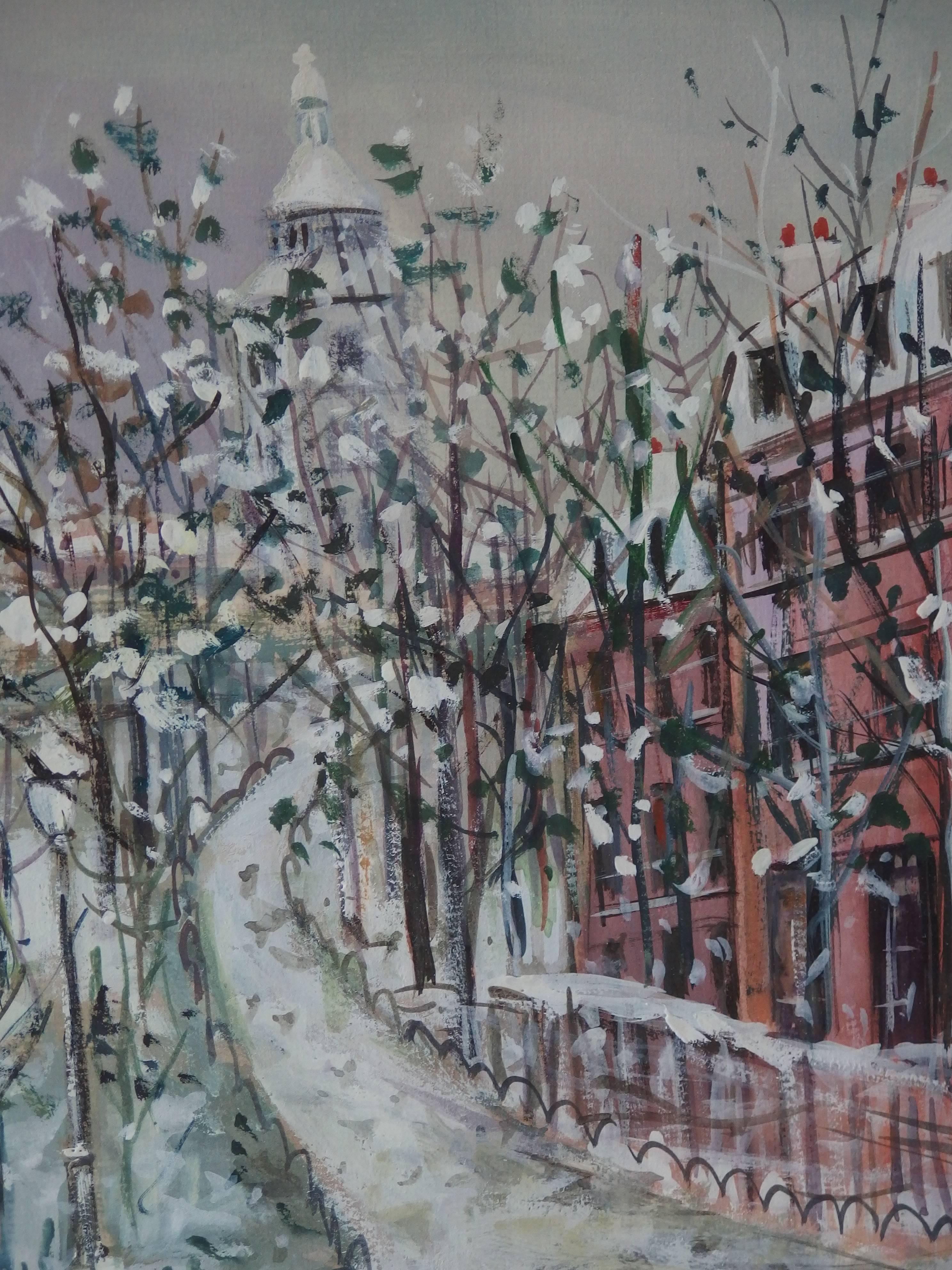Maurice UTRILLO
Square Saint Pierre à Montmartre sous la Neige (Saint Pierre Square in Montmartre Under The Snow)

Original gouache painting
Signed bottom right
Situated 