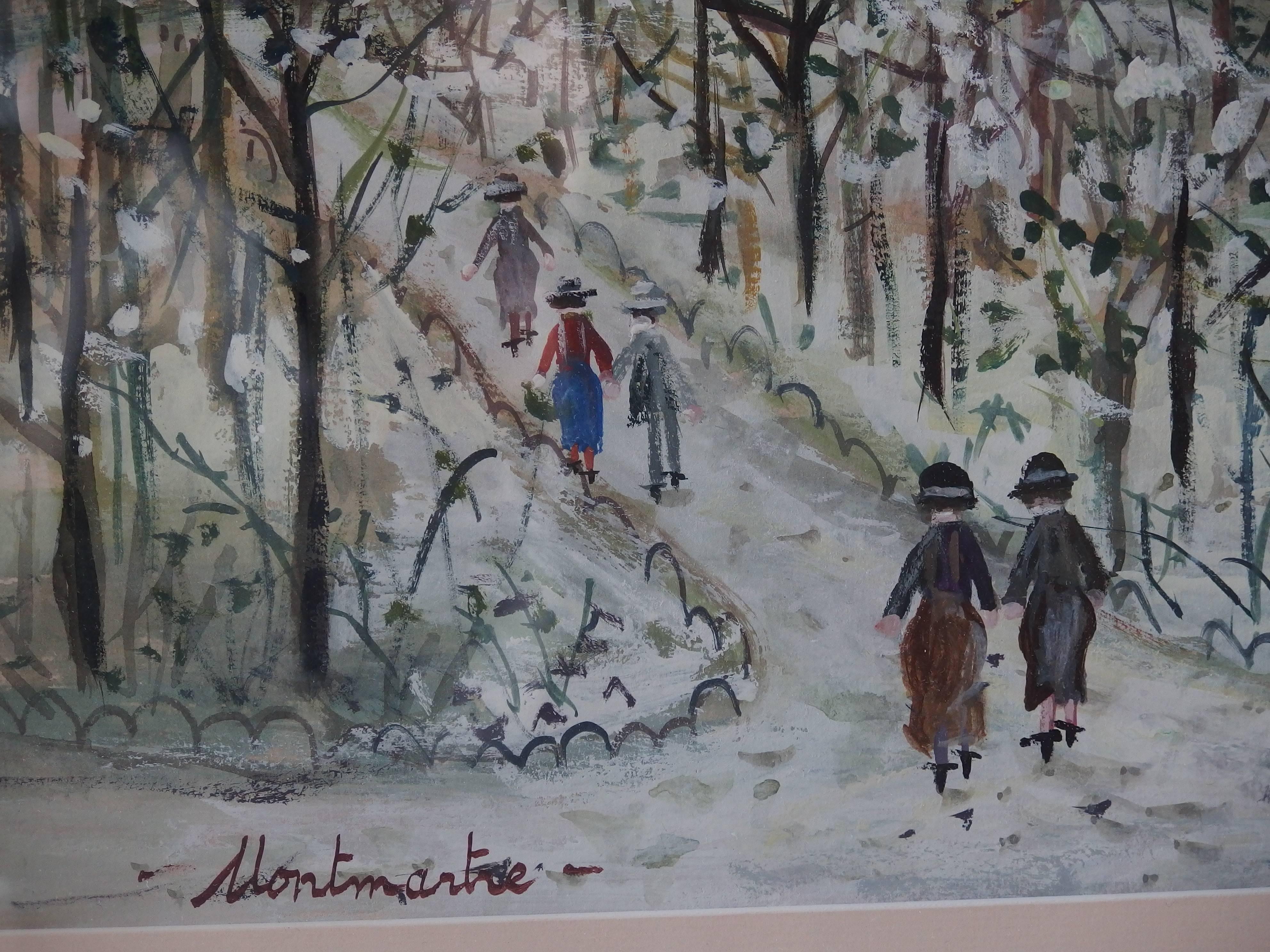 Montmartre Under the Snow - Original gouache Painting - CERTIFICATE (c. 1935) 1