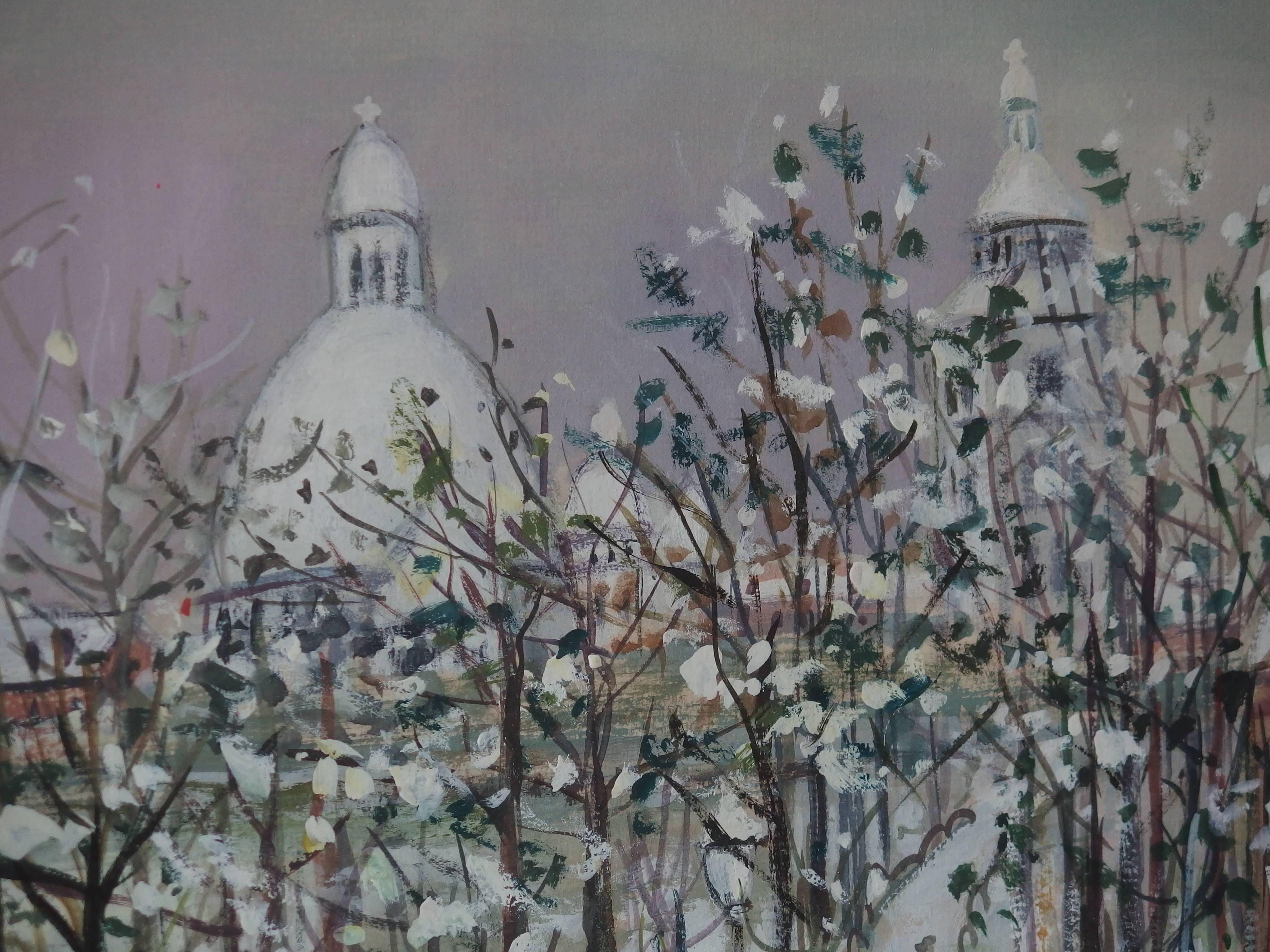 Montmartre Under the Snow - Original gouache Painting - CERTIFICATE (c. 1935) 3