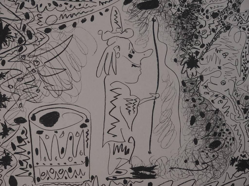 Horsewoman and clown - Original lithograph - Signed - 1960 - Gray Figurative Print by Pablo Picasso