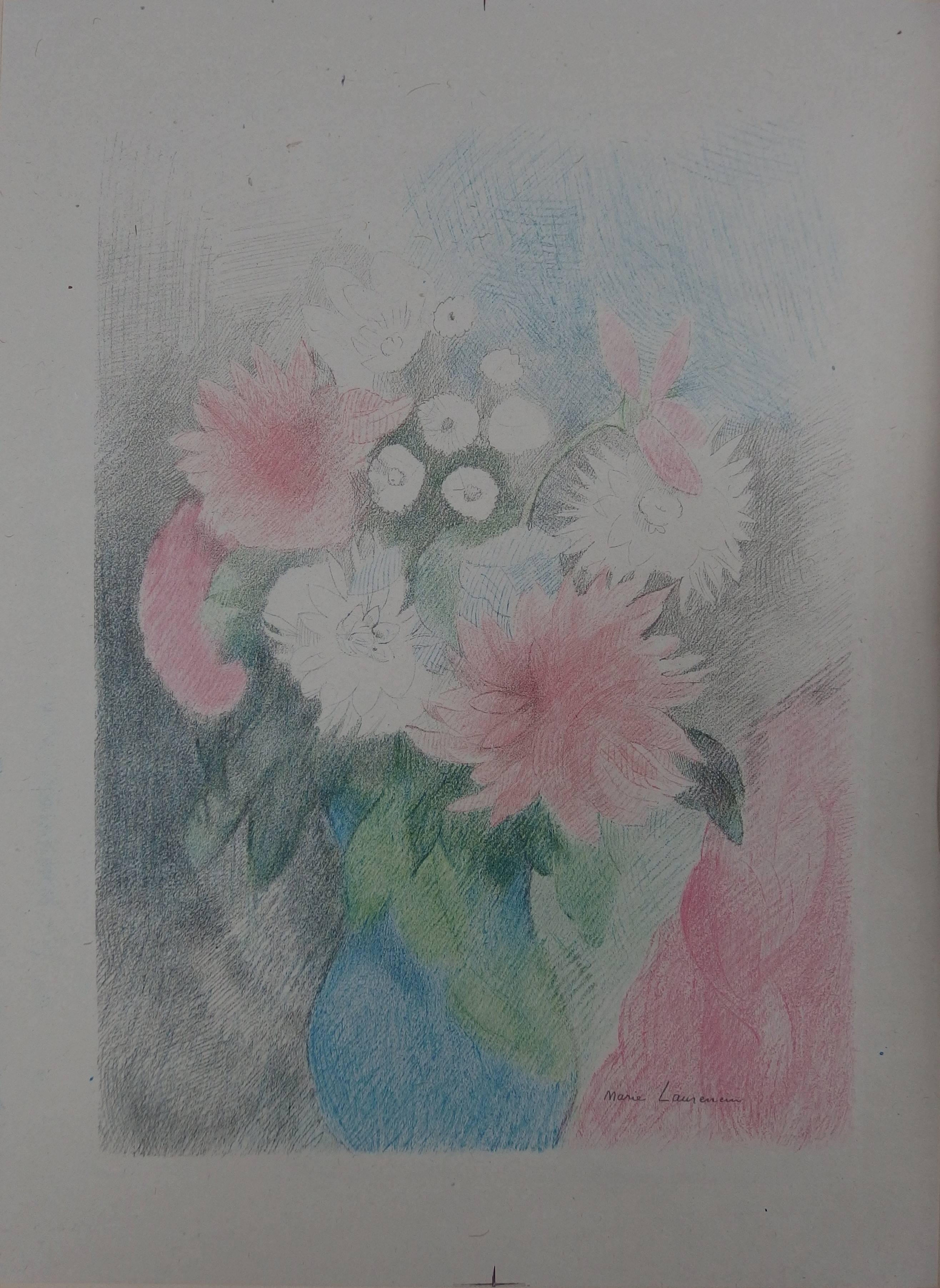 Marie Laurencin Still-Life Print - Spring Colorful Flowers - Signed Stone Lithograph - 1928
