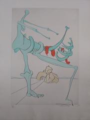 Silhouette en vert ("Mother and Child"),  Original etching, Handsigned