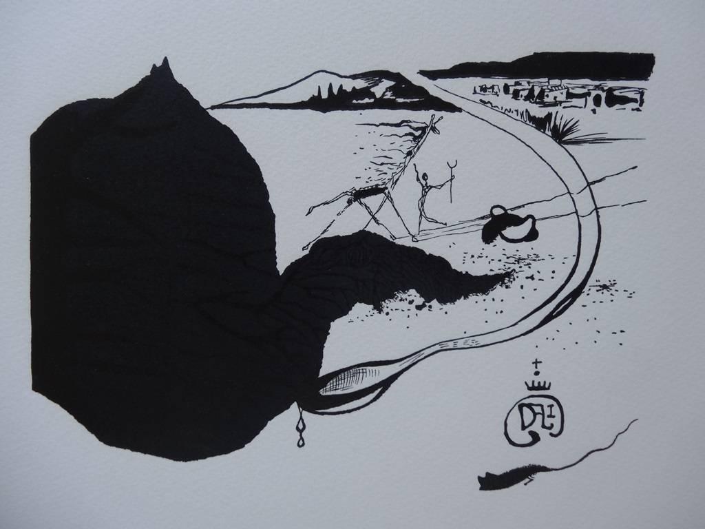 Salvador Dalí Landscape Print - Yin Yang 
Giraffe Afire - 1978