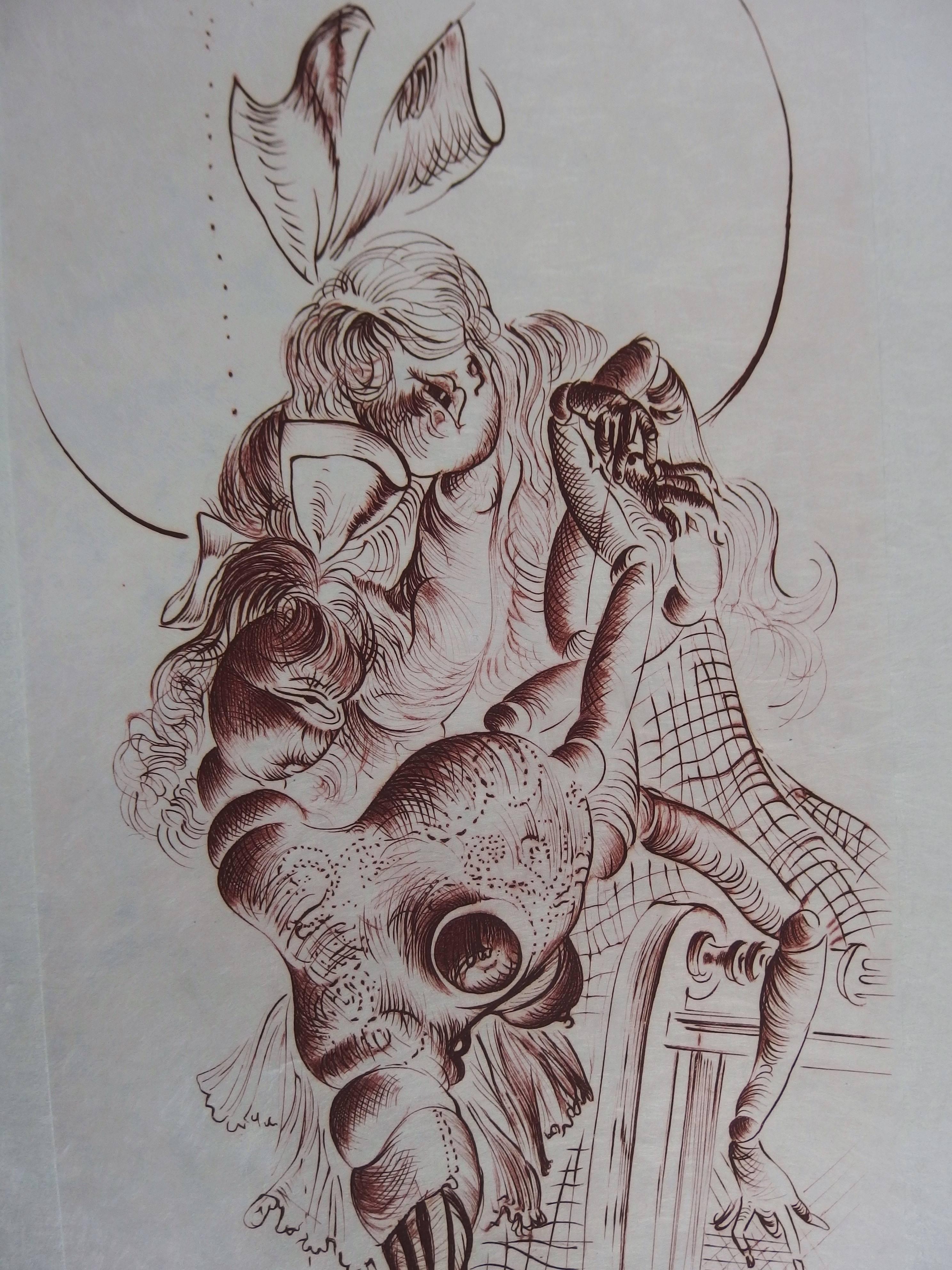 Nudefarbener Akt, Original-Radierung, handsigniert (Surrealismus), Print, von Hans Bellmer