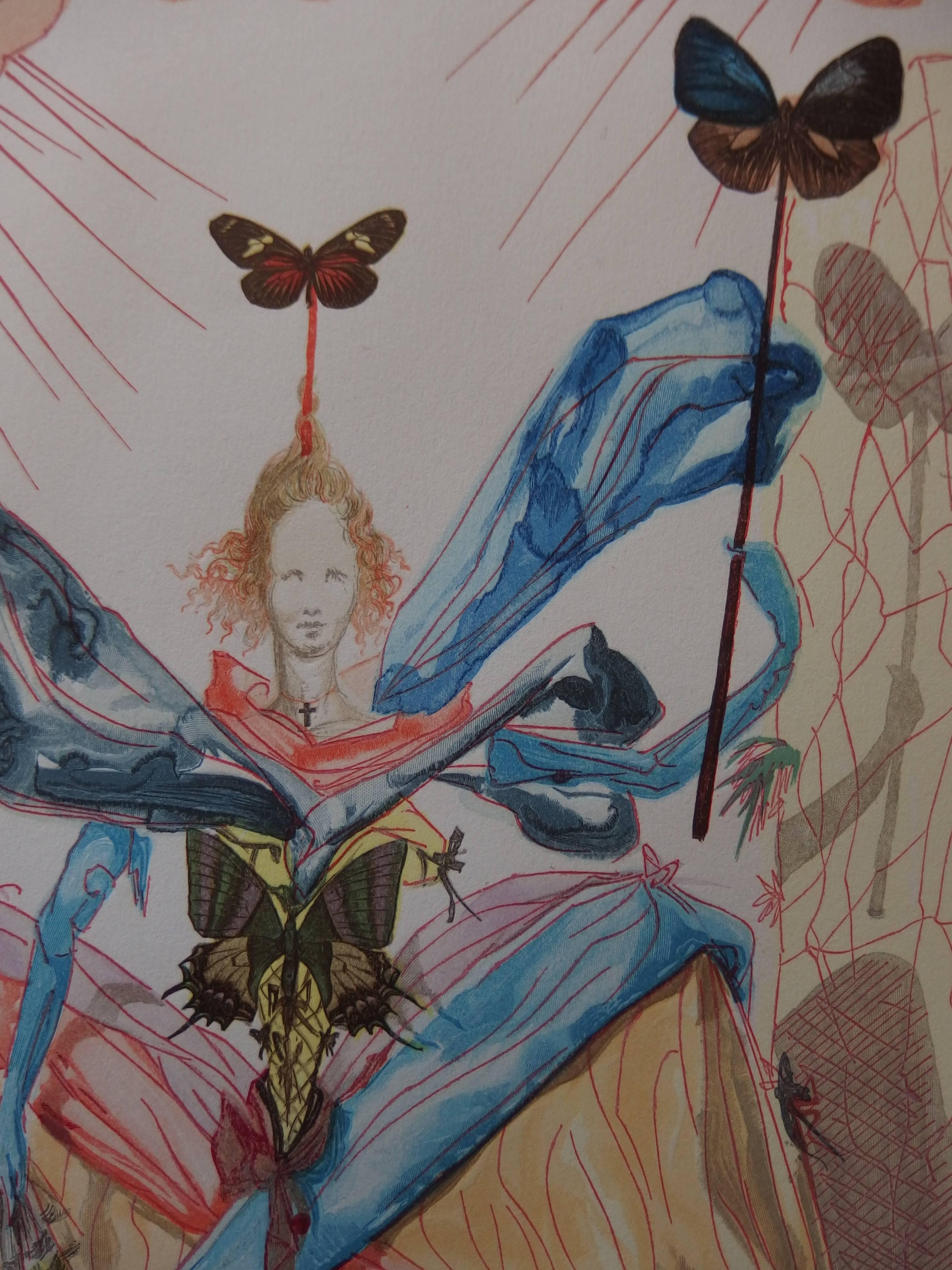 Salvador DALI
Tricorne : Woman with Butterflies (1959)

Original woodcut print
Signed in the plate
On Hollande (Van Gelder) Vellum
Size 32 x 25.5 cm (c. 13 x 10