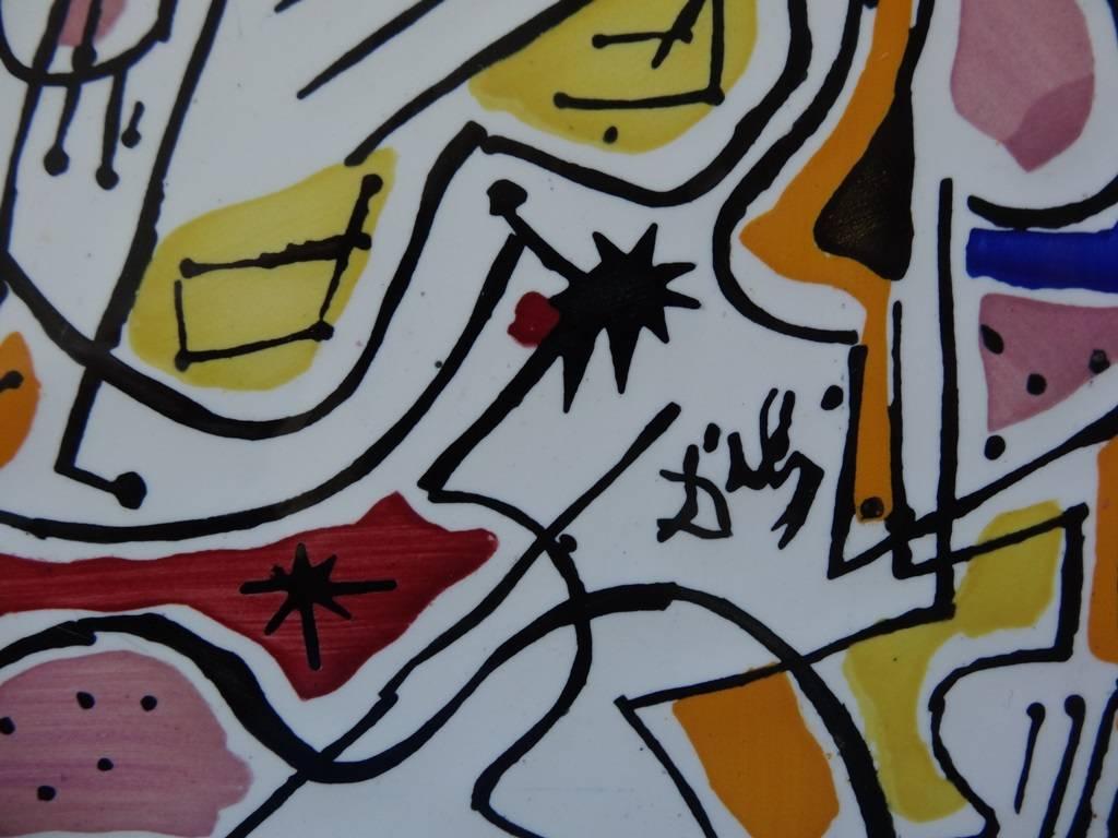 Spanish guitars - Original signed ceramic tile - 1954 - Sculpture by Salvador Dalí