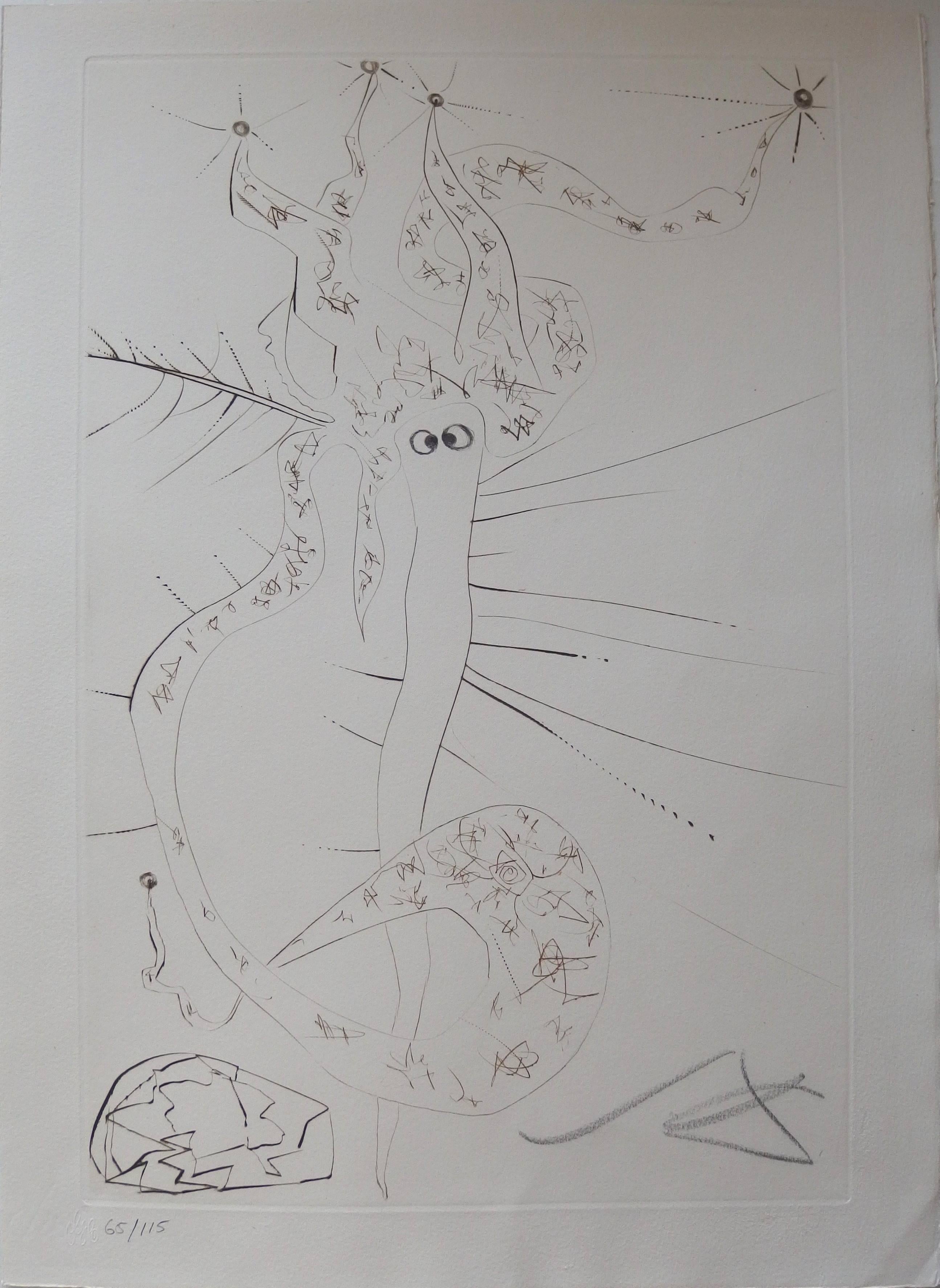 Salvador Dalí Abstract Print - Tristan le fou ("Mad Tristan"), Original etching, Handsigned