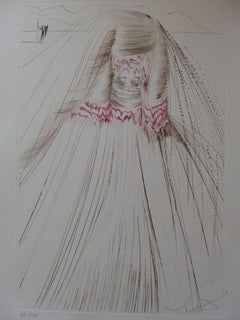 Vintage La reine avait bliaut de sole ("The queen with silk tunic"), Etching, Handsigned