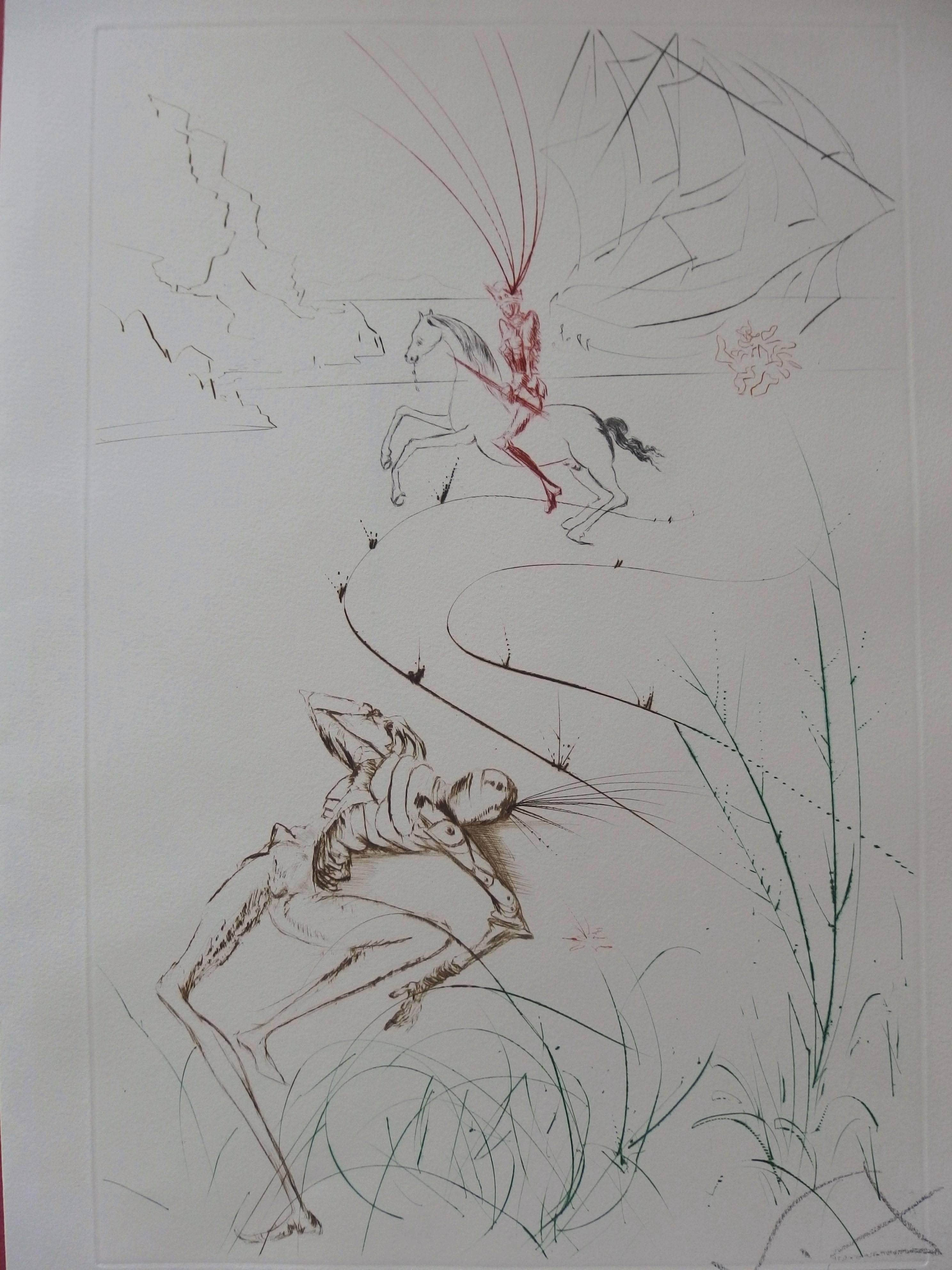 Salvador Dalí Figurative Print - Le dernier combat de Tristan ("Tristan's last fight "), Etching  Handsigned