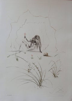 Frère Orgin, l'hermite ("Brother Orgin, the hermit"), Etching, Handsigned