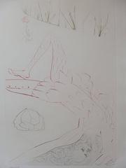 Tristan blessé ("Tristan wounded"), Original etching, Handsigned