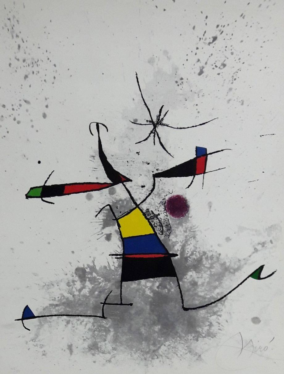 Joan Miró Abstract Print - L'Appelant Ecartele - Original Handsigned Etching - 50 copies
