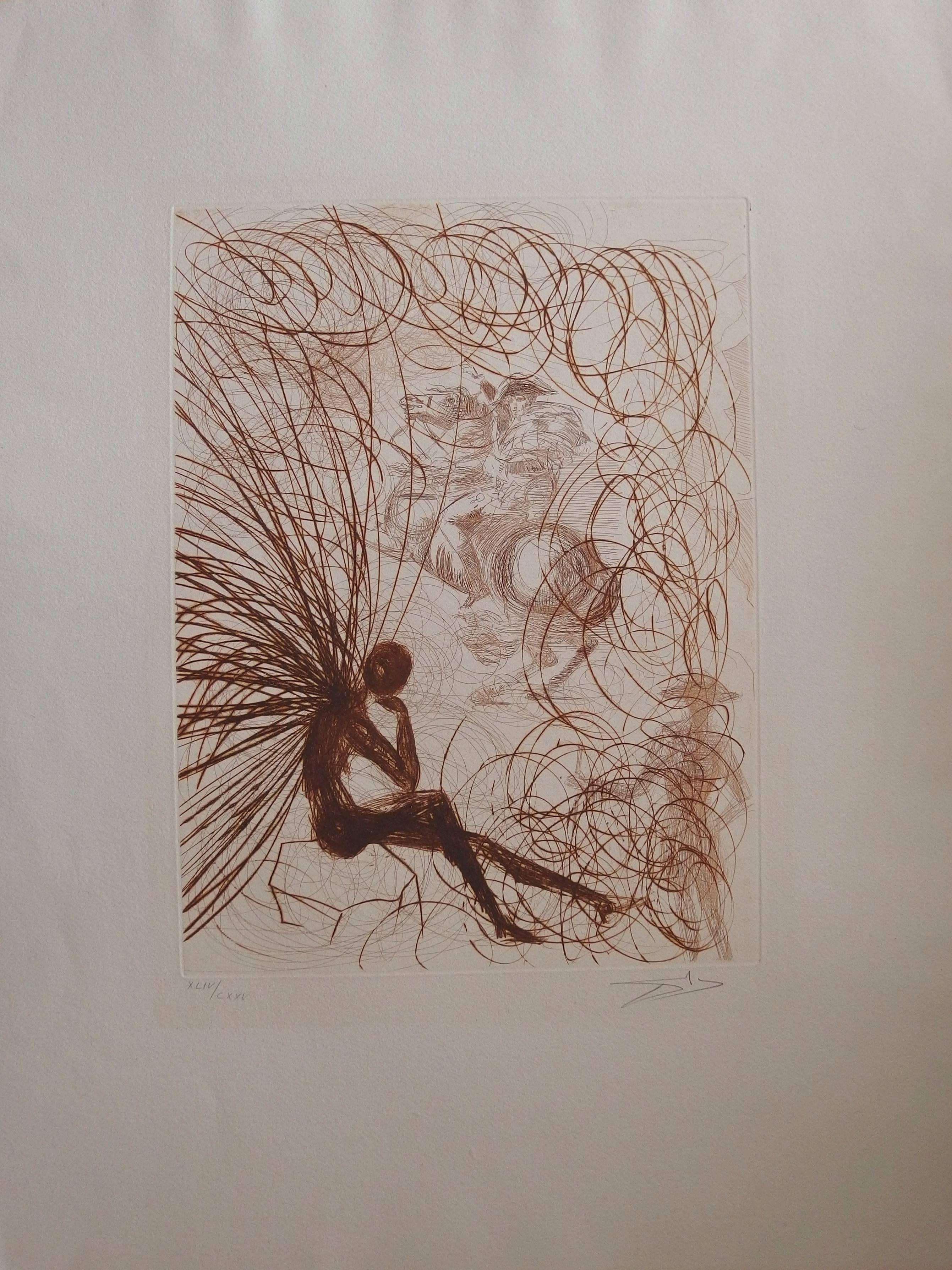 Salvador Dalí Figurative Print - Napoleon, Original etching, Handsigned in pencil