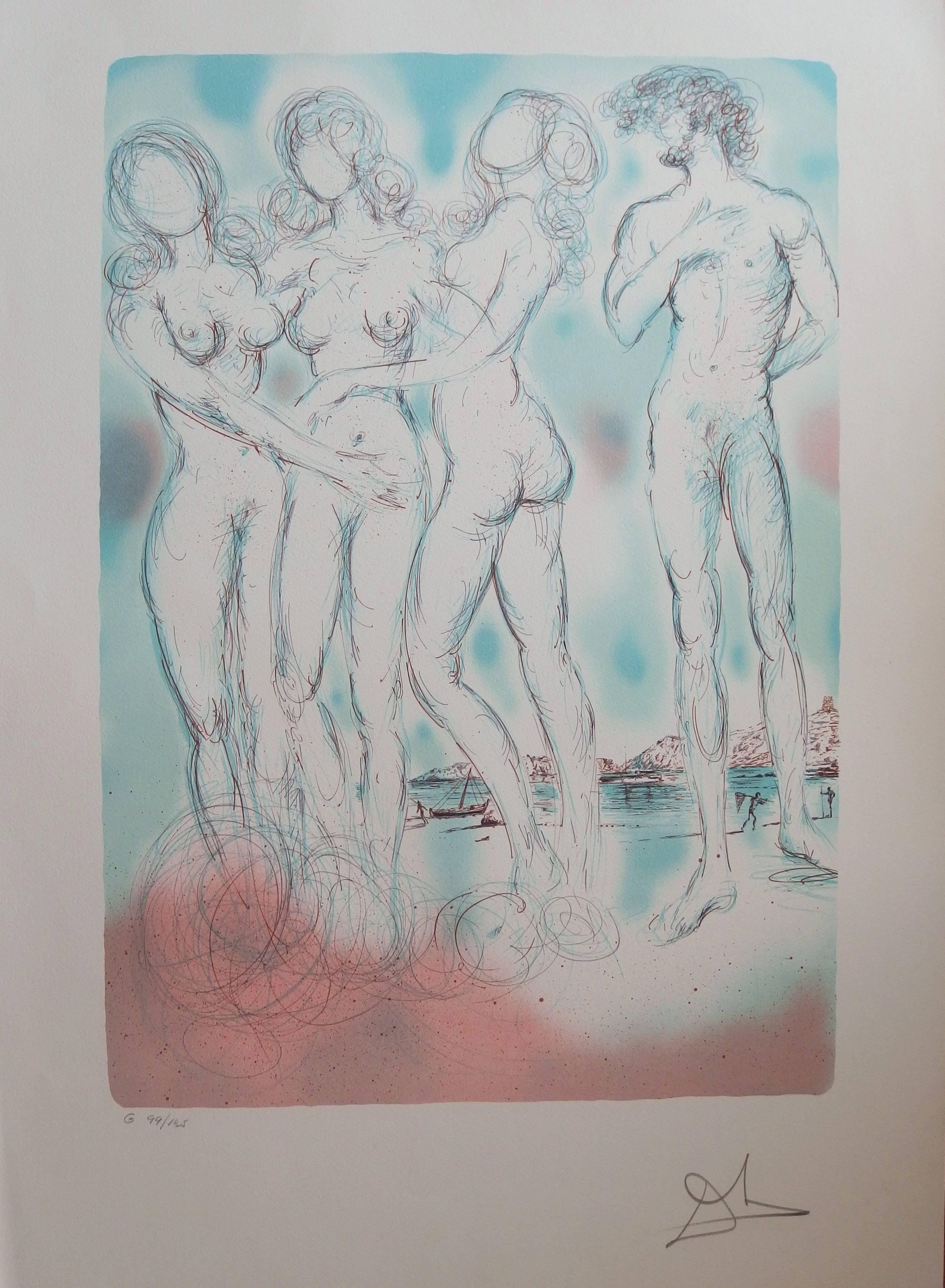 Salvador Dalí Figurative Print – Litographie "Der Prozess von Paris" von jugement de Paris:: handsigniert