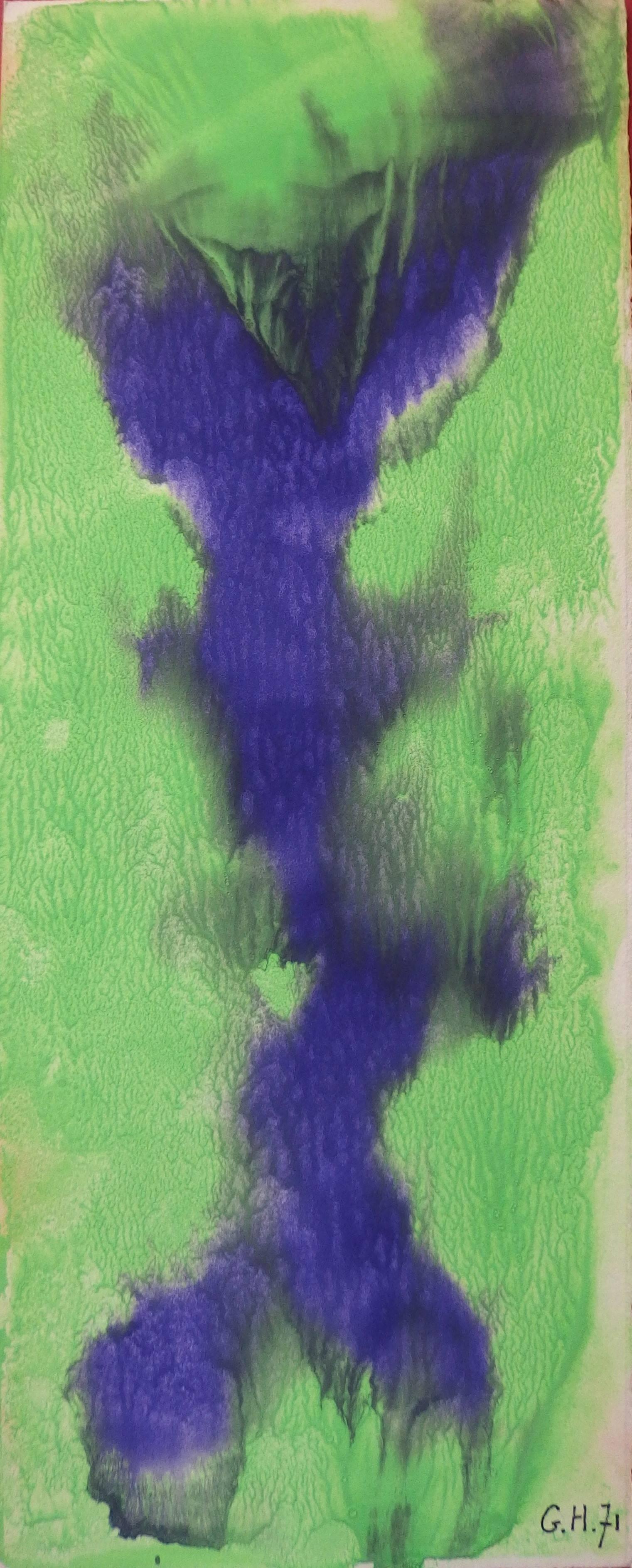Georges Hugnet Abstract Drawing - Green Freshness - Original handsigned gouache
