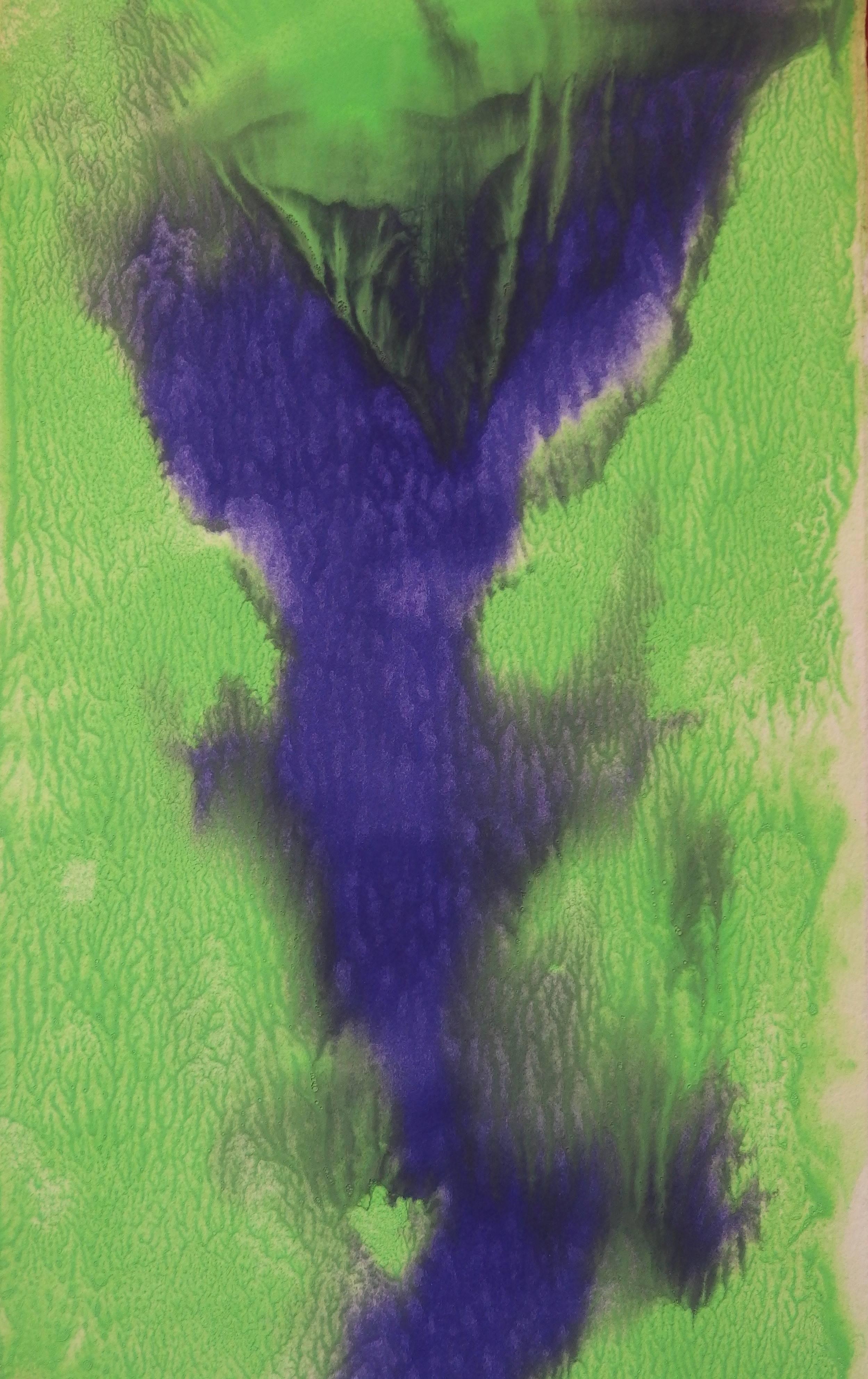 Green Freshness - Original handsigned gouache - Abstract Art by Georges Hugnet