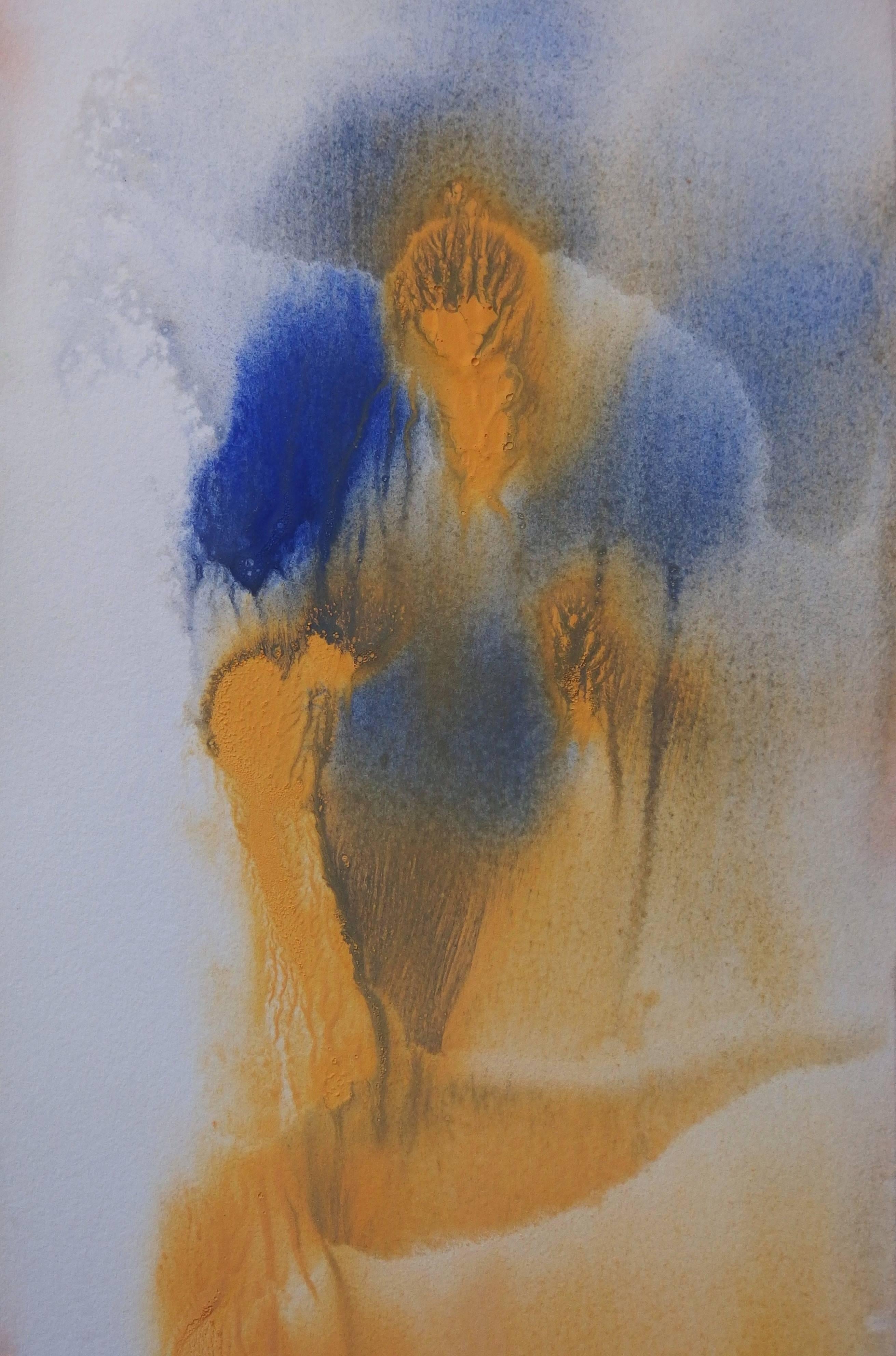 Yellow Dress - Original handsigned gouache - Abstract Art by Georges Hugnet