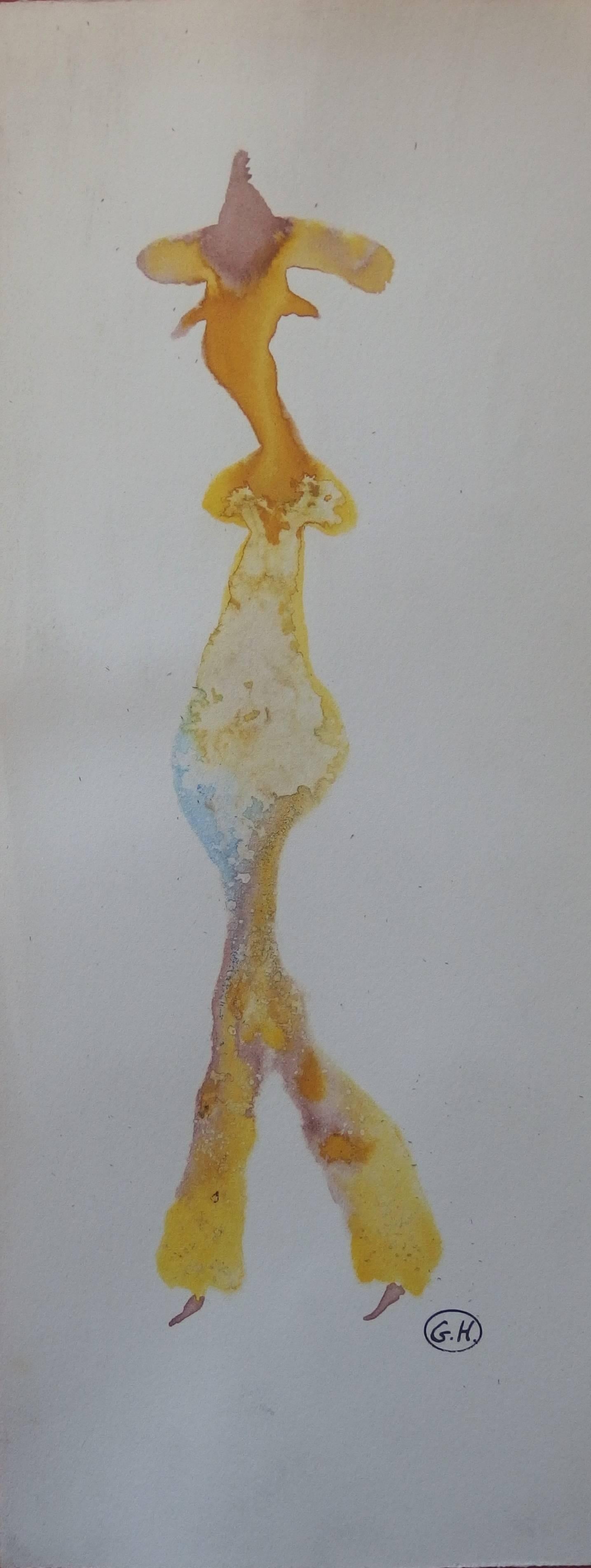 Georges Hugnet Figurative Art - Two-Faced Man - Original handsigned gouache