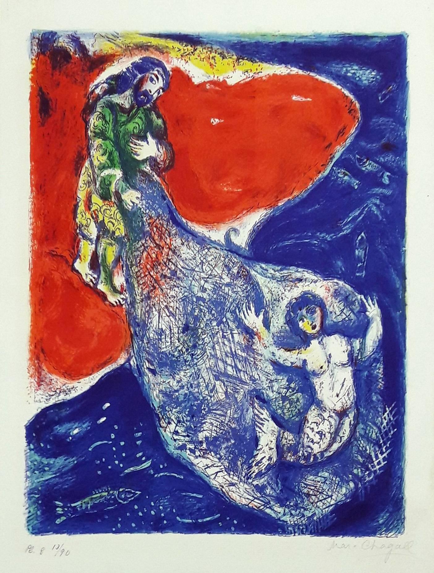 Marc Chagall Figurative Print - Arabian Nights - Original Lithograph - Handsigned - 90 copies